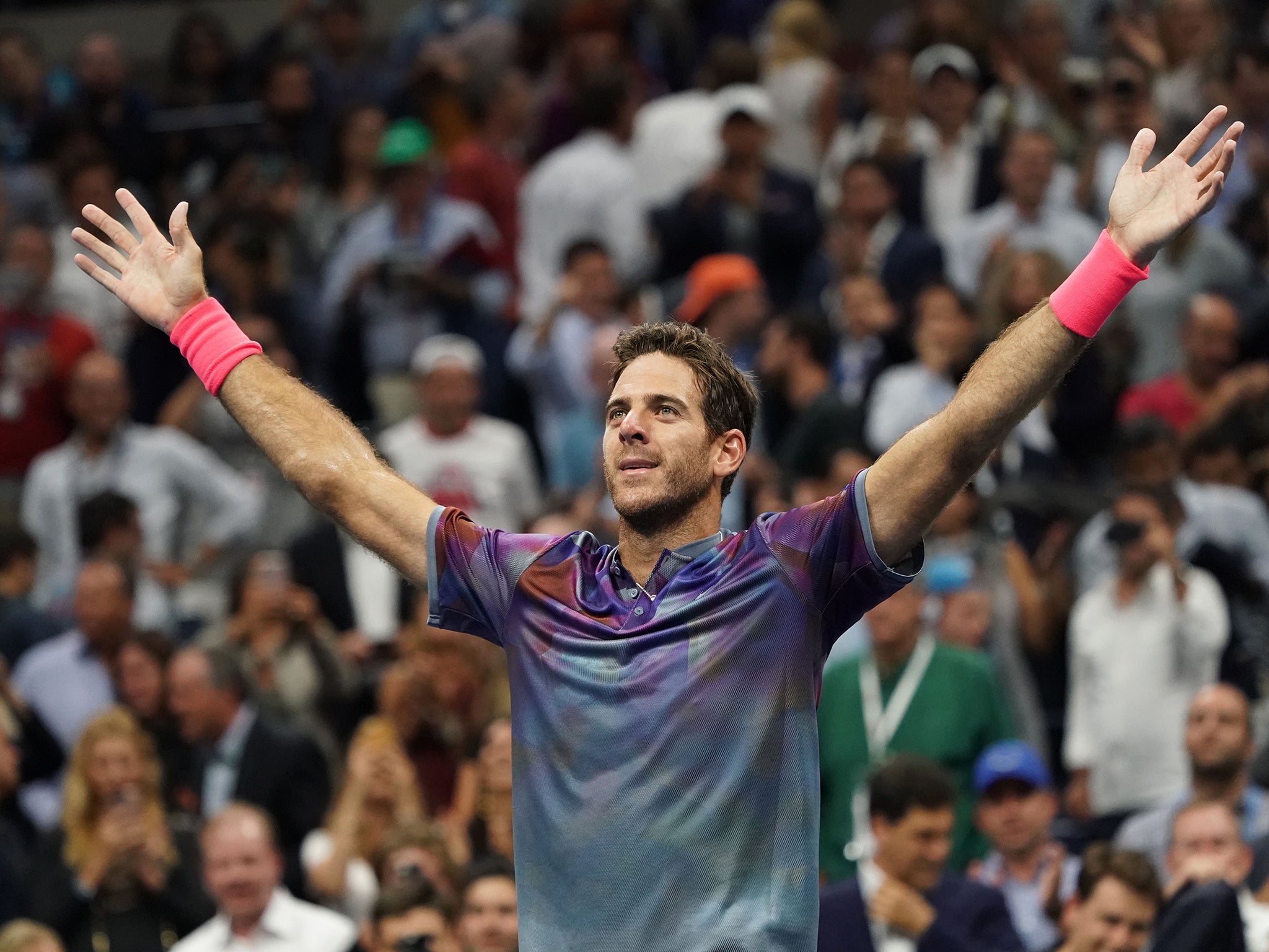 Del Potro saved three set-points in the third set before clinching victory in the fourth