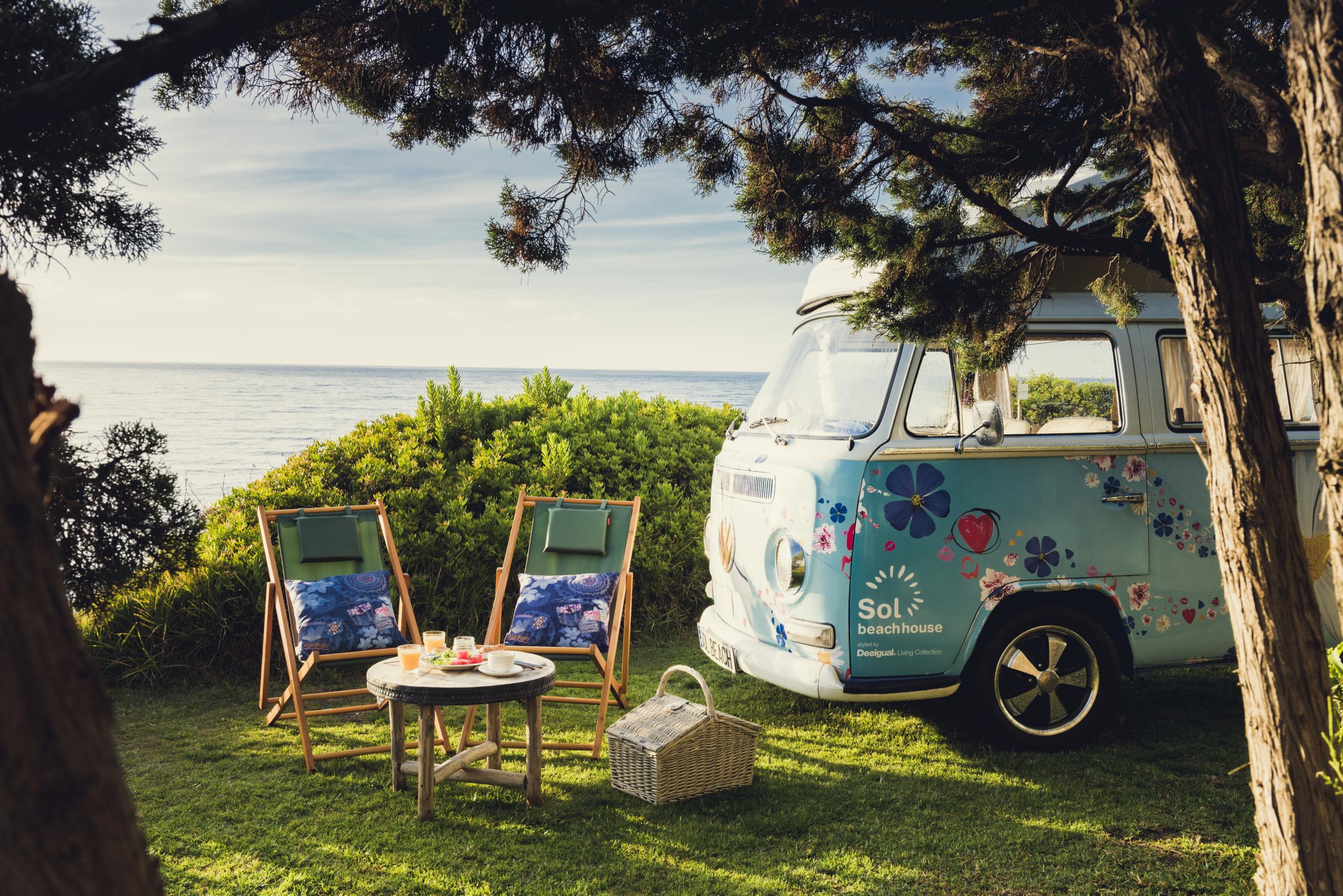 The campervan comes with unbeatable sea views