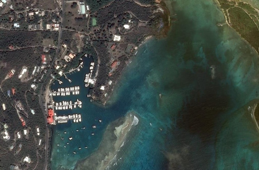 An aerial view of Paraquita Bay, Tortola, British Virgin Islands