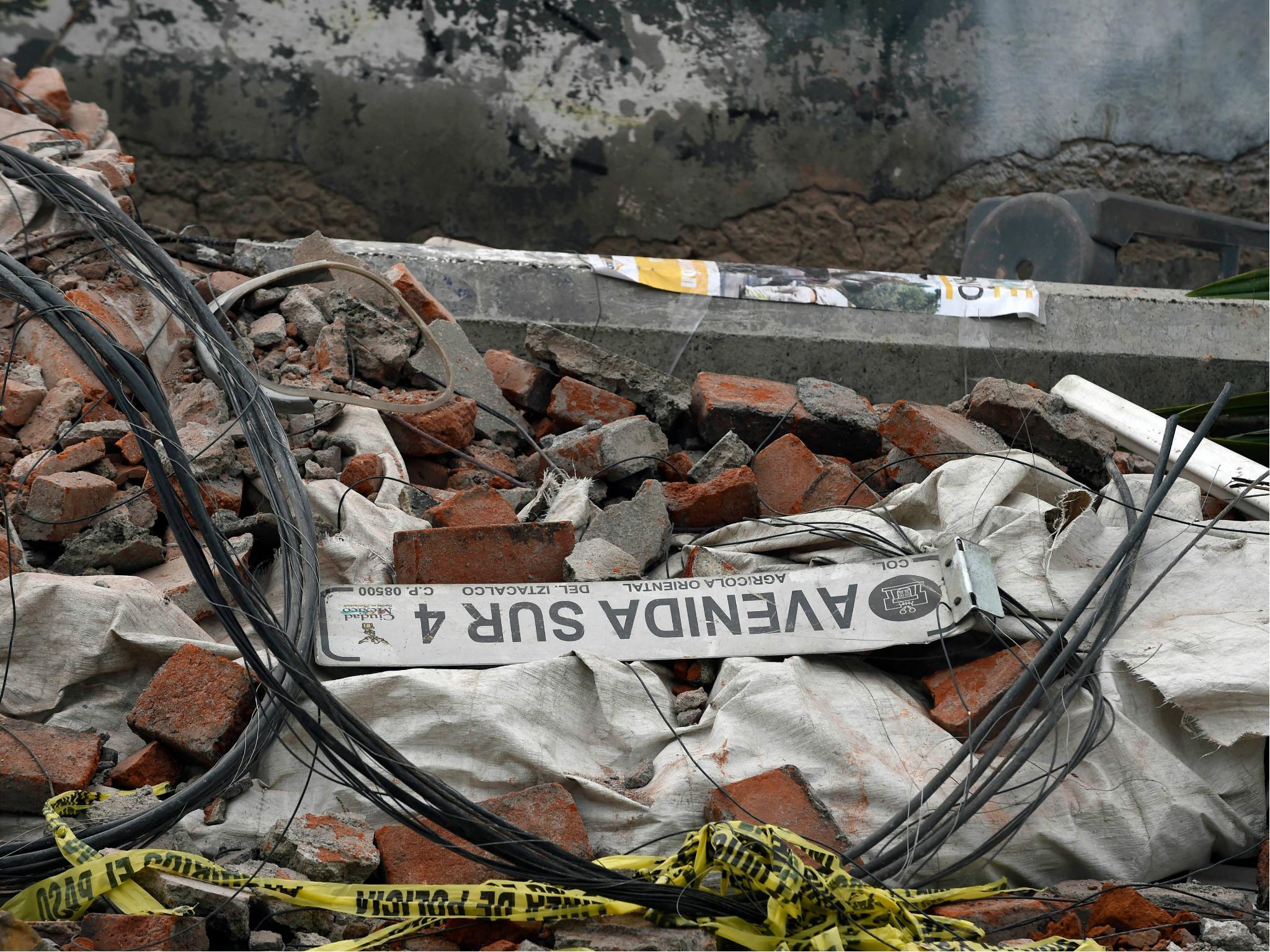 View of a street in the eastern area of Mexico City after a massive earthquake hit off the Pacific coast.