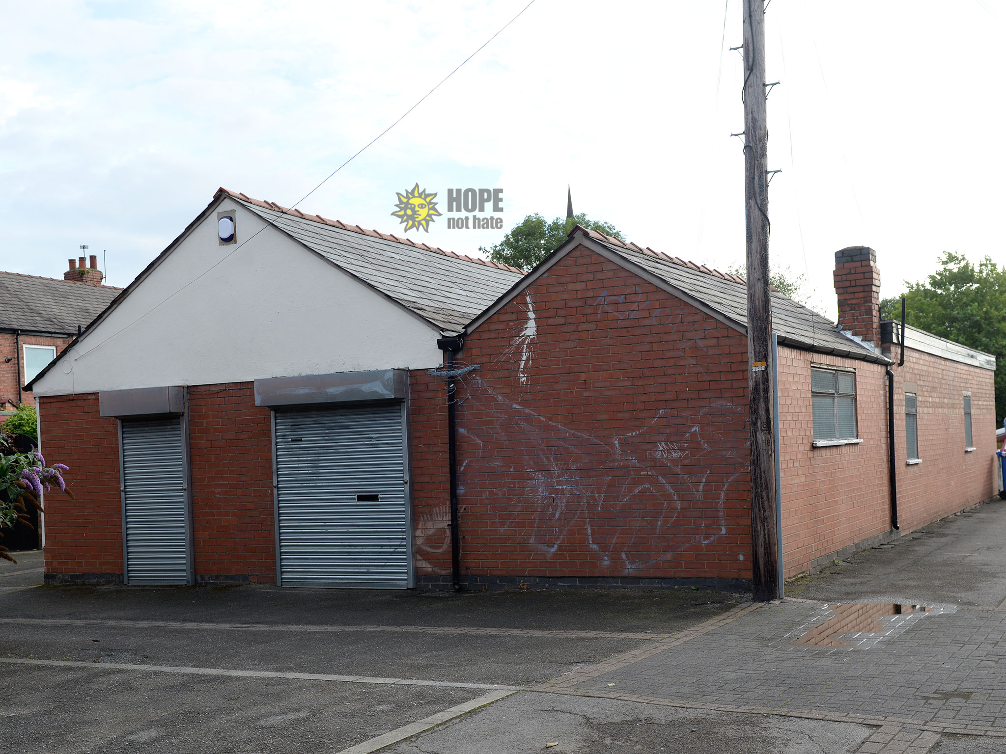 A converted warehouse allegedly used as base by National Action members in Warrington, Cheshire