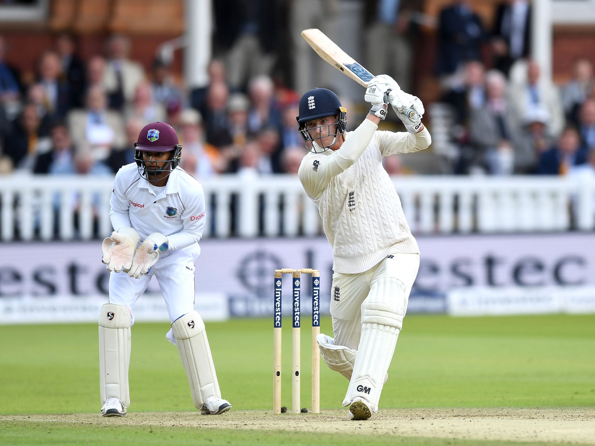 Tom Westley plays a shot during day three of the third Test