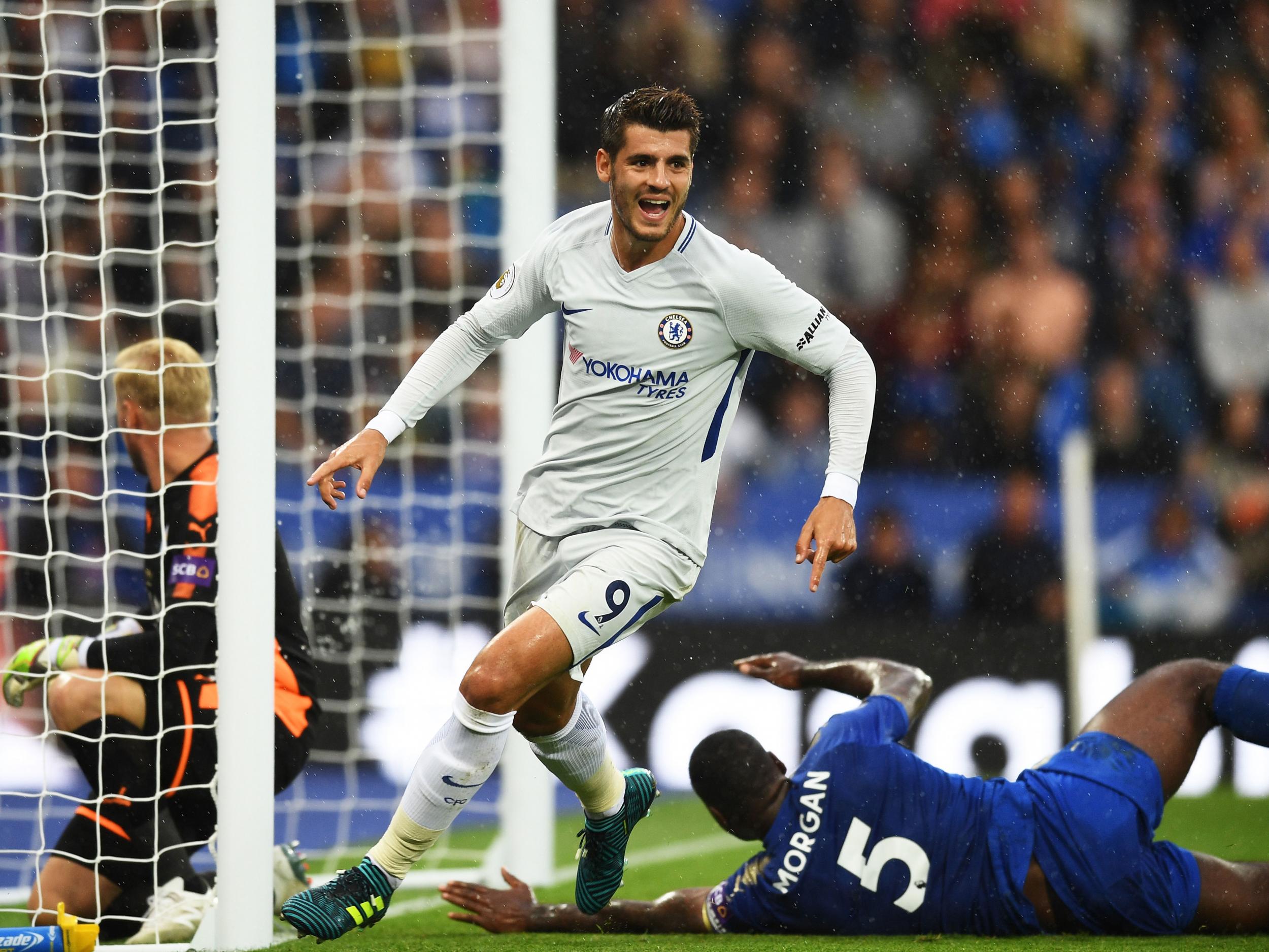 Alvaro Morata scored Chelsea's opening goal in the win over Leicester City