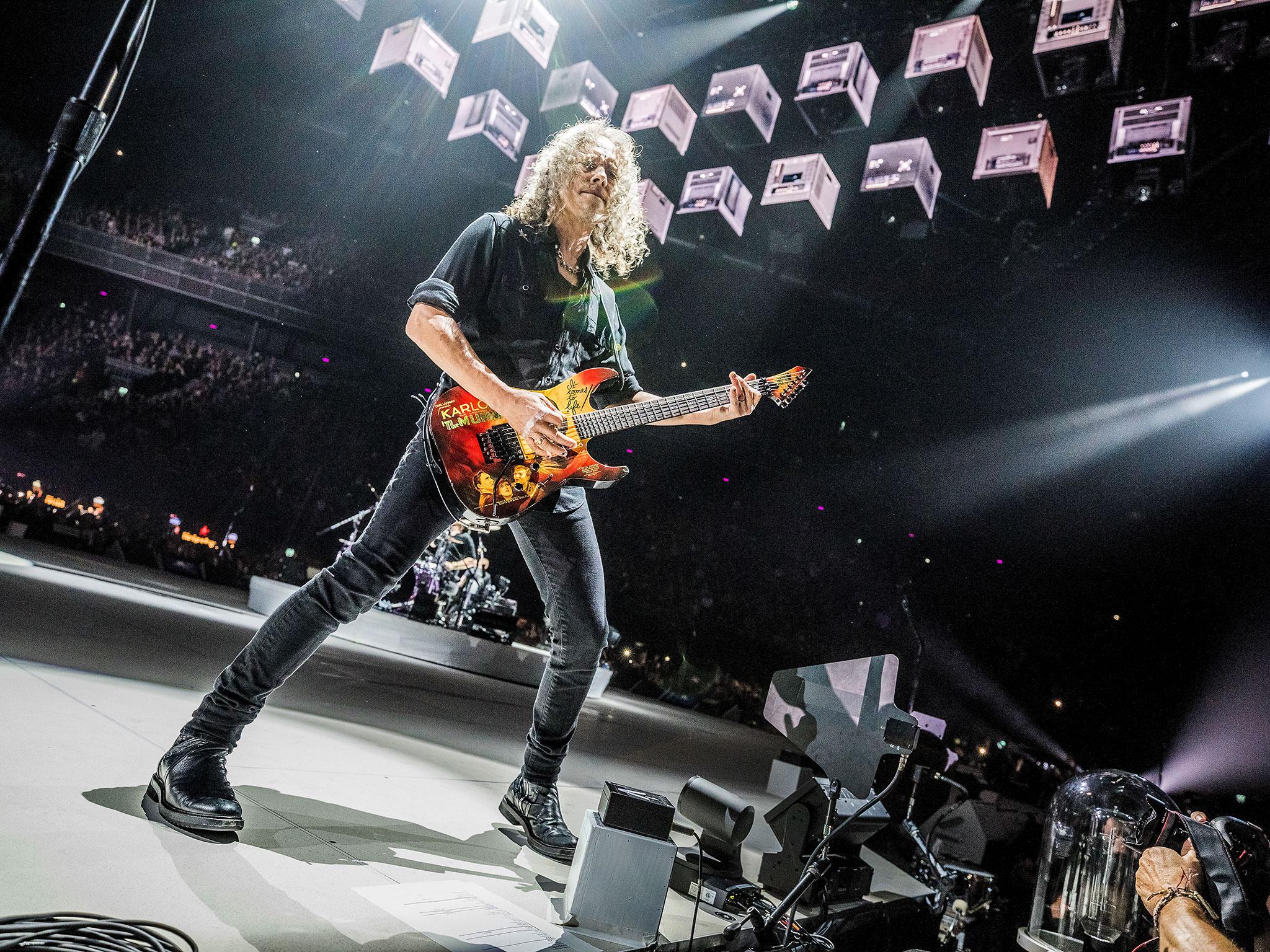 Metallica guitarist Kirk Hammett performing at Ziggo Dome in Amsterdam