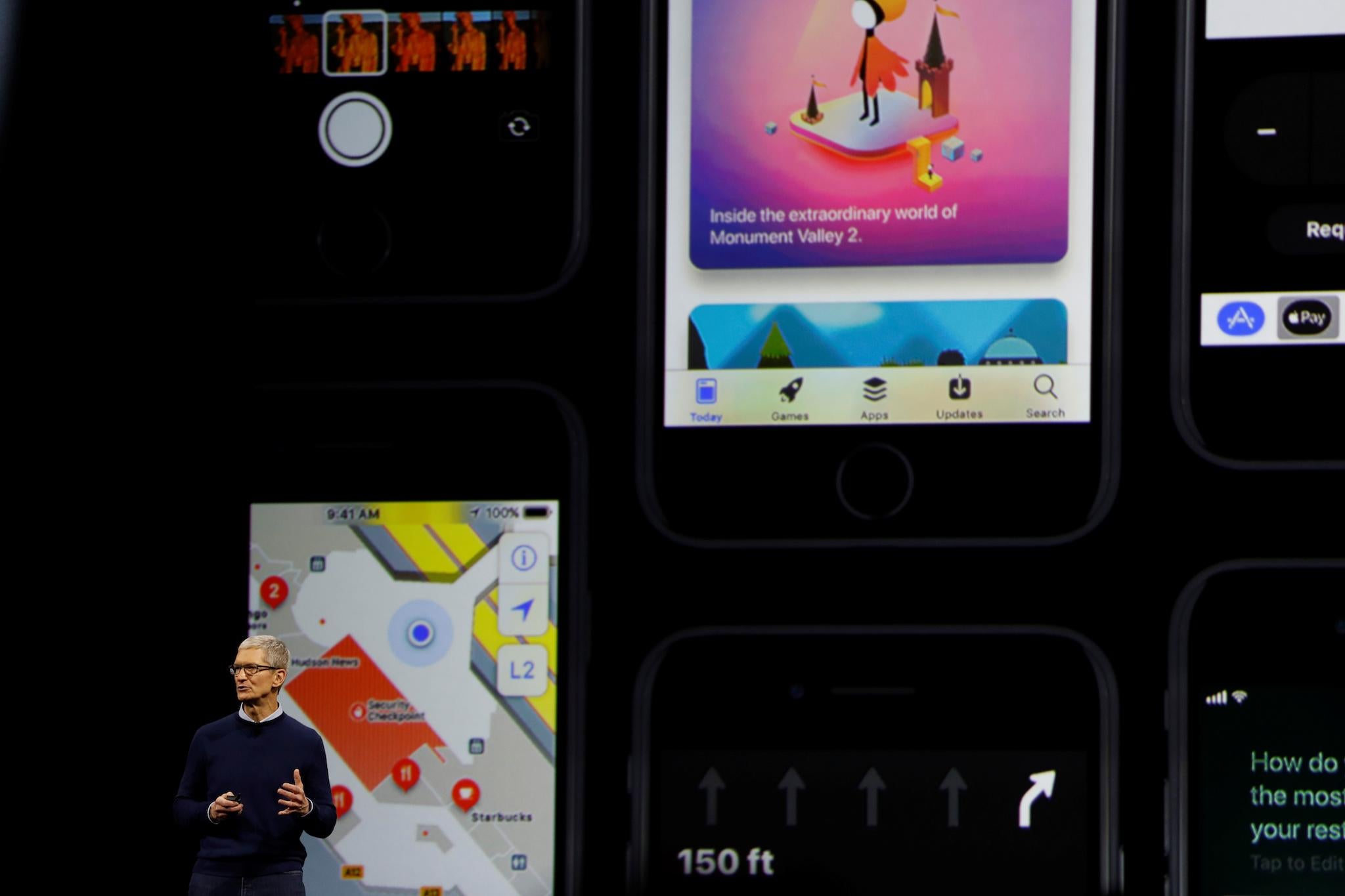 Apple CEO Tim Cook speaks on stage during Apple's annual Worldwide Developer Conference (WWDC) in San Jose, California, U.S. June 5, 2017