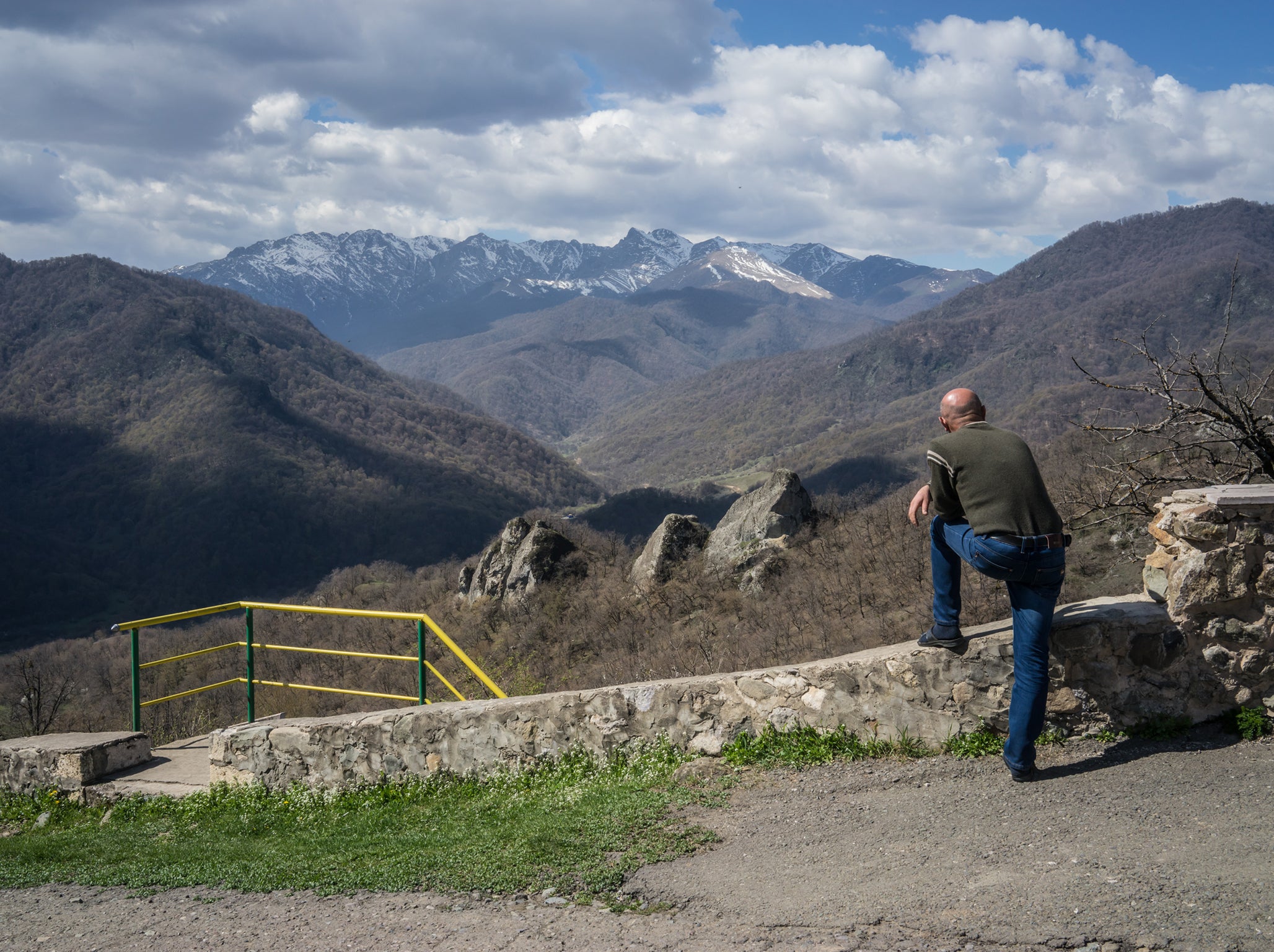 A man looks over the disputed territory