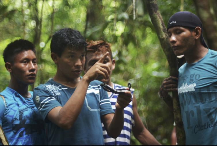 Munduruku people map out their territory along the River Tapajos in Pará state