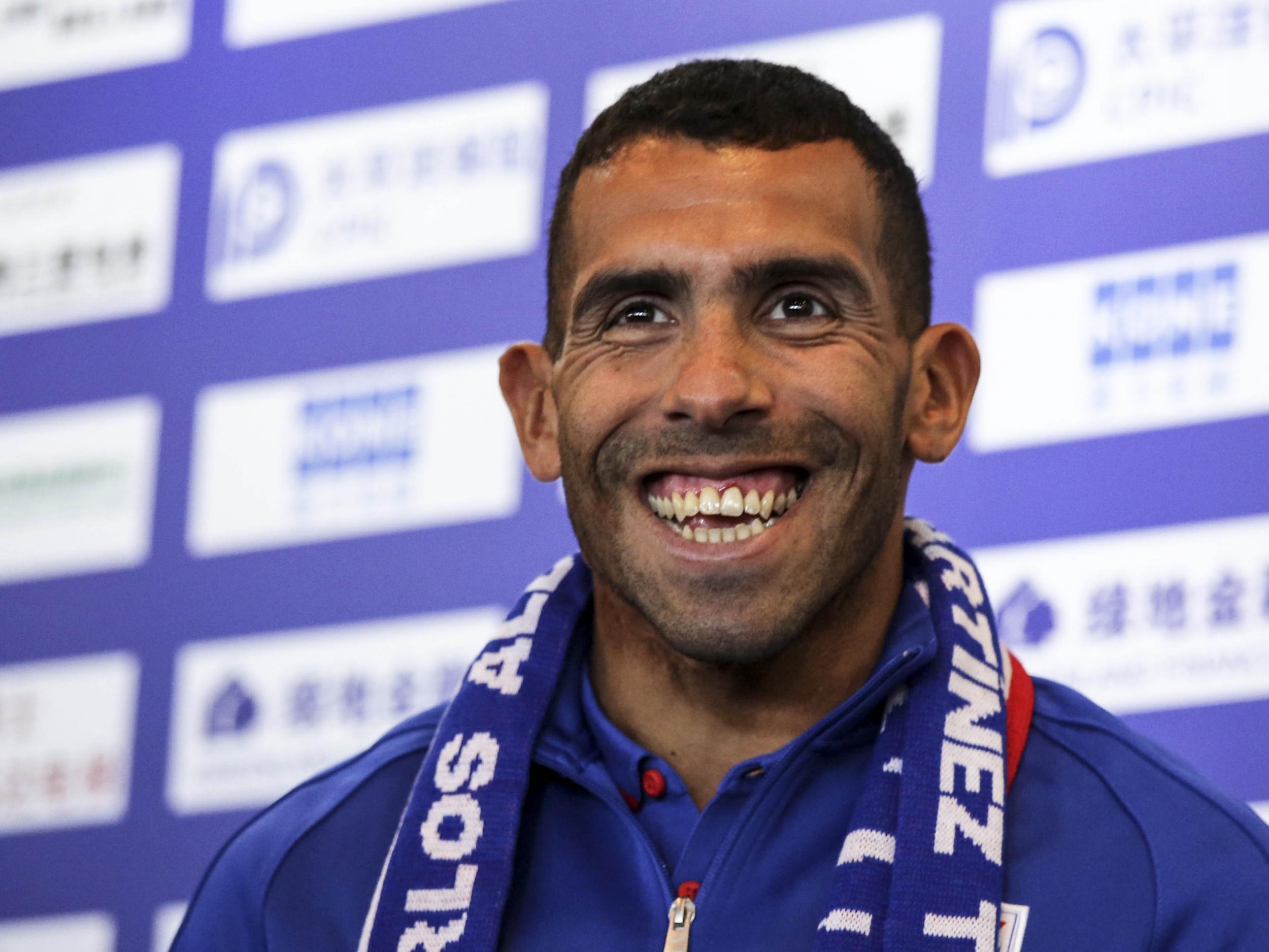 Carlos Tevez was unveiled as a Shanghai Shenhua player in January