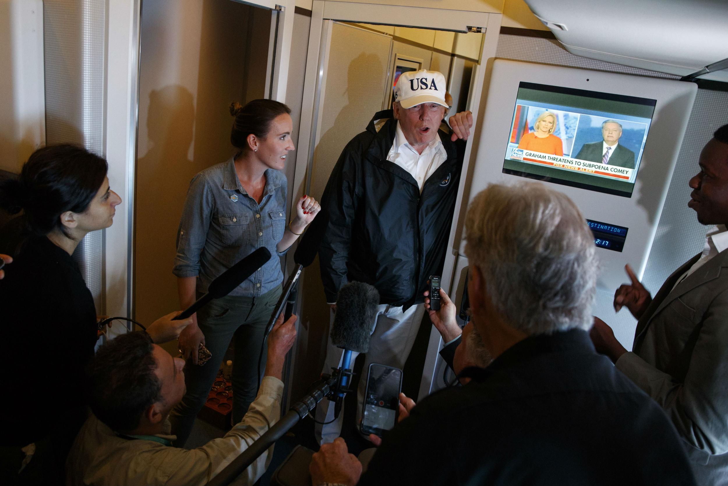 Mr Trump made the comments while flying back from Florida