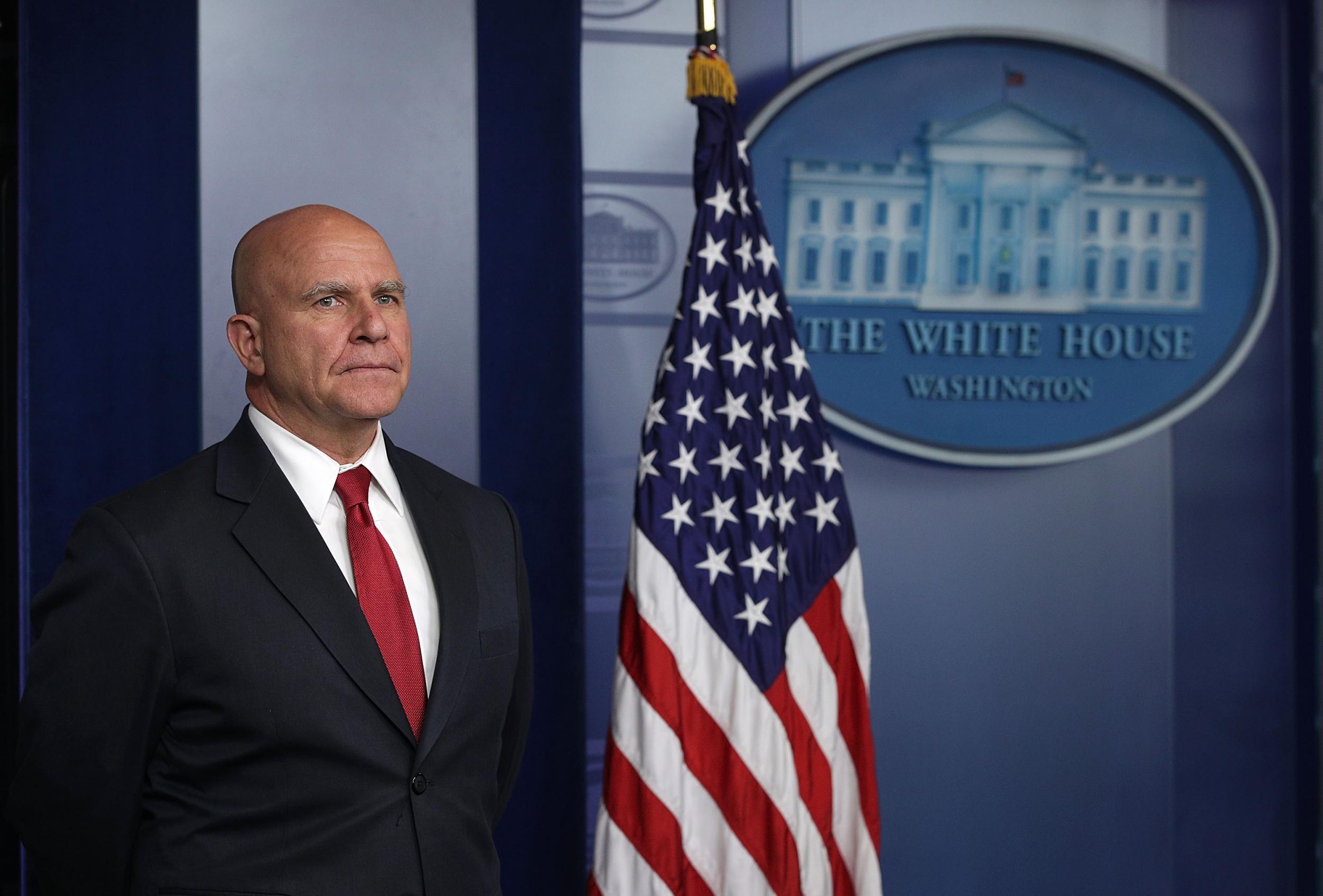 National Security Adviser HR McMaster speaks to members of the White House press corps during a daily briefing