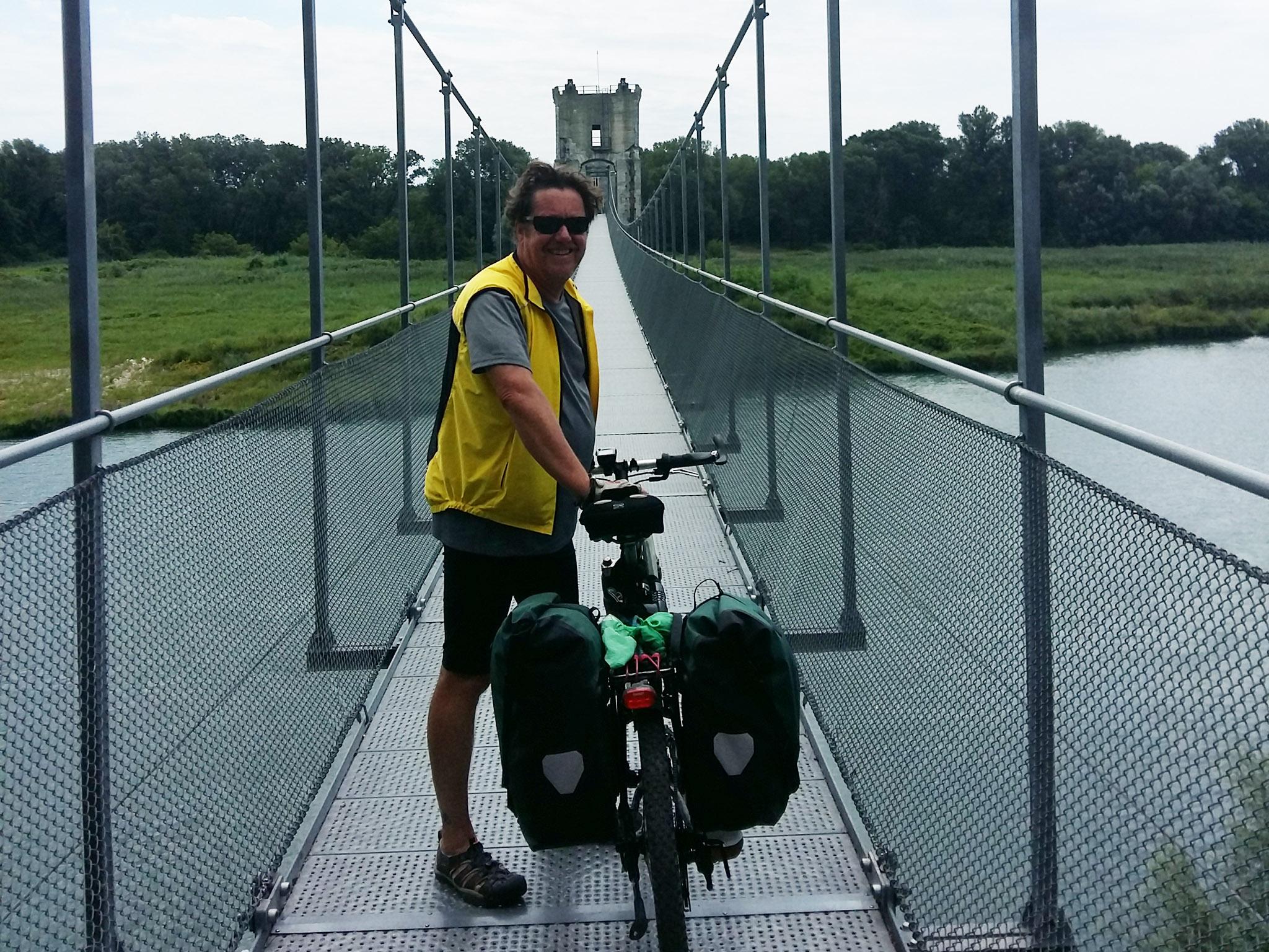 &#13;
David on Himalayan Hanging Bridge near Rochemaure (Zuzana and David Cox)&#13;