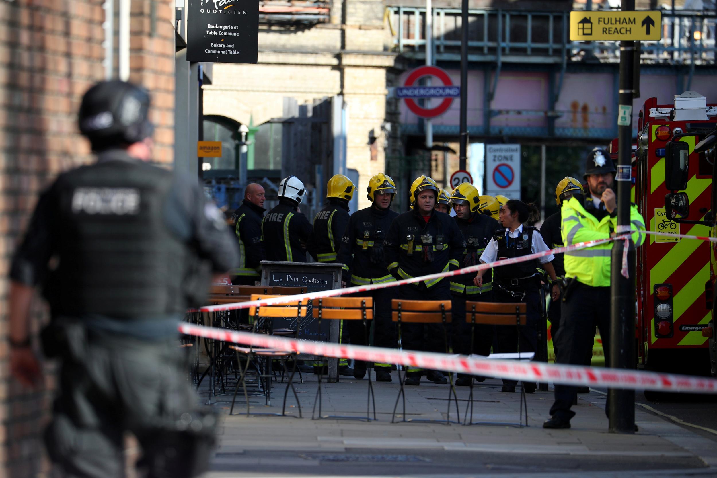 Firefighters at Parsons Green Tube station