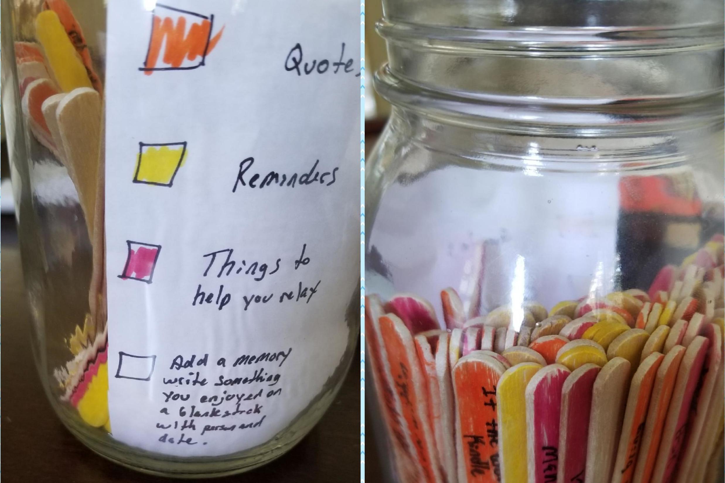 By creating an 'affirmation jar' he hopes to offer his girlfriend the emotional support she needs