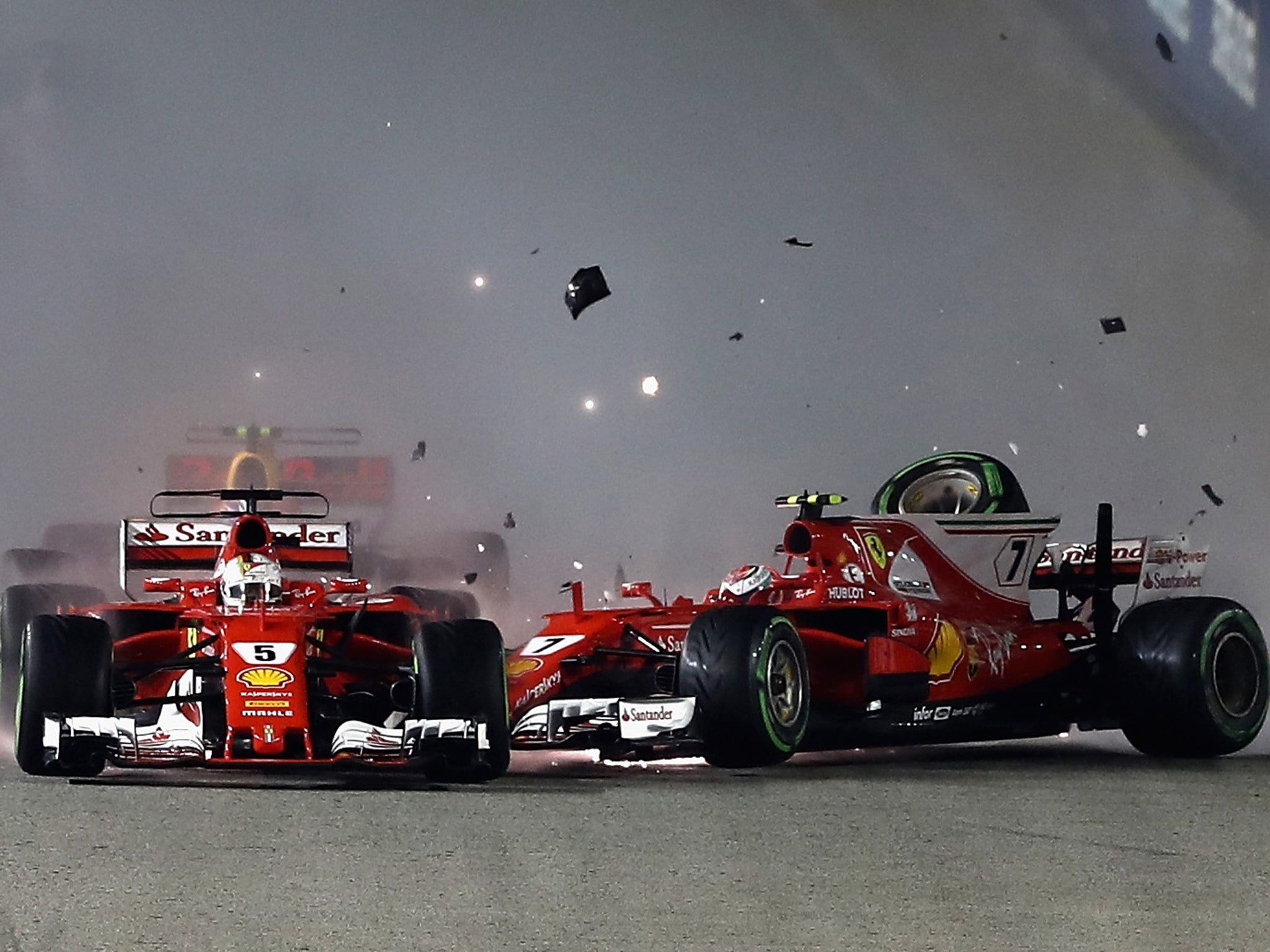 The collision between Vettel, Raikkonen and Verstappen forced Alonso into retirement