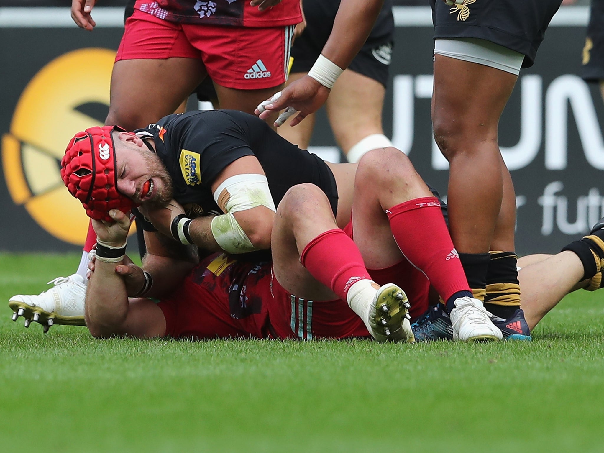 Marler and Haskell clashed during Harlequins' 24-21 victory over Wasps