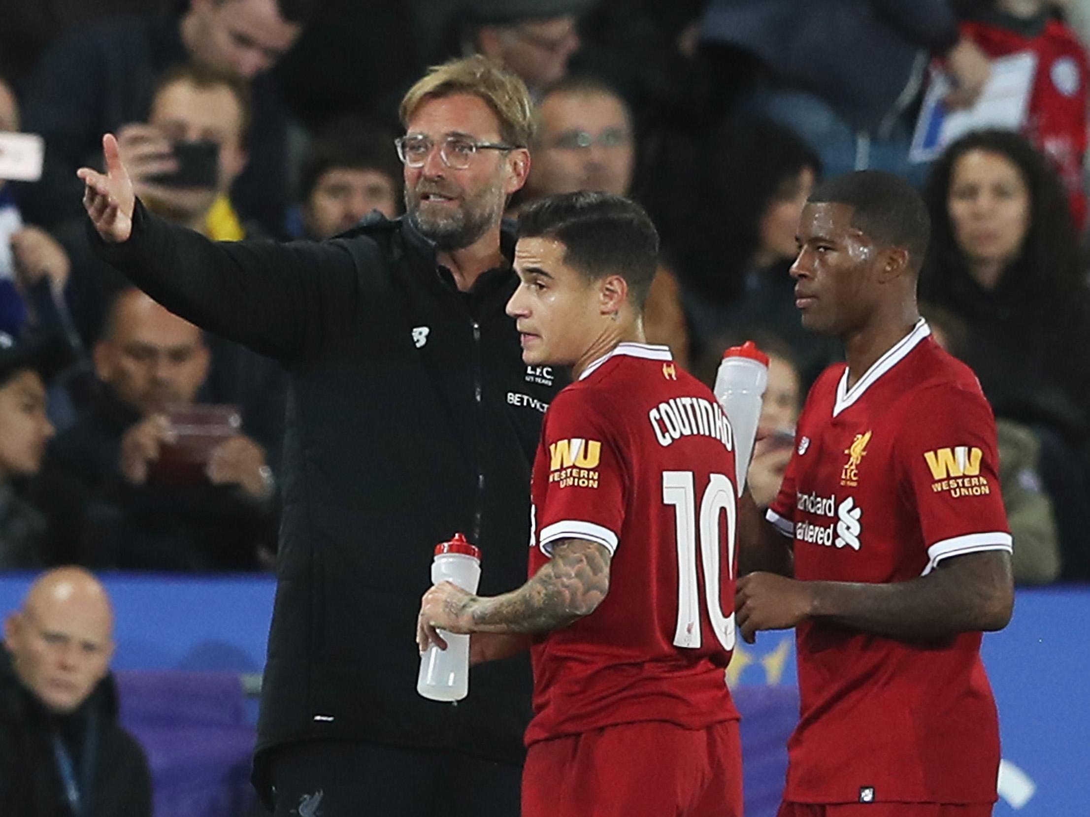 Jurgen Klopp removed Philippe Coutinho at half-time