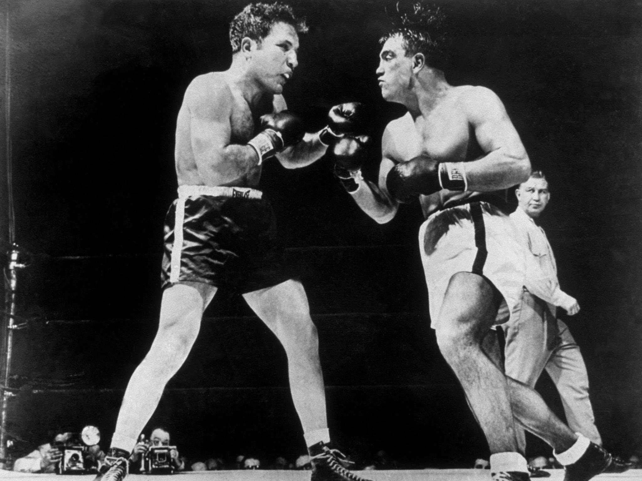 LaMotta in action against Robert Villemain during their famous encounter