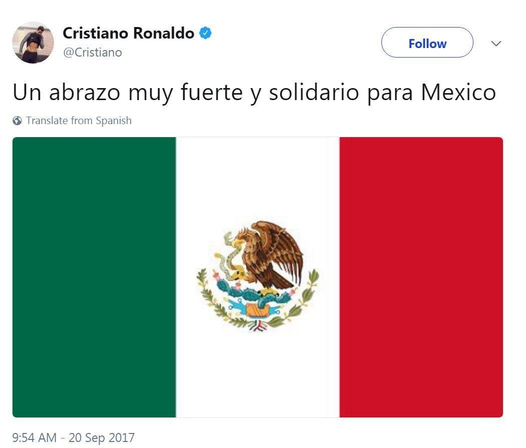 'A very strong hug and solidarity with Mexico'