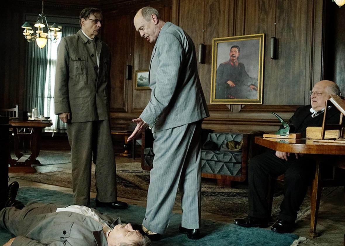 Adrian McLoughlin, Jeffrey Tambor, Steve Buscemi and Simon Russell Beale in the film (eOne Films)