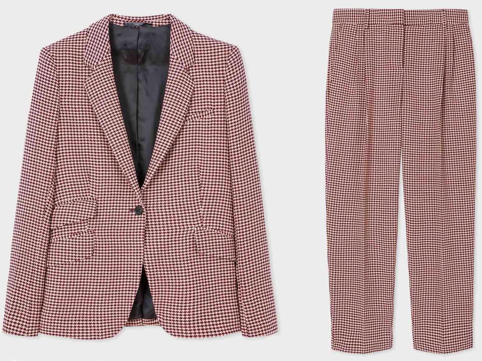 Damson Puppytooth Blazer, £695, Damson Puppytooth Trousers, £395, Paul Smith