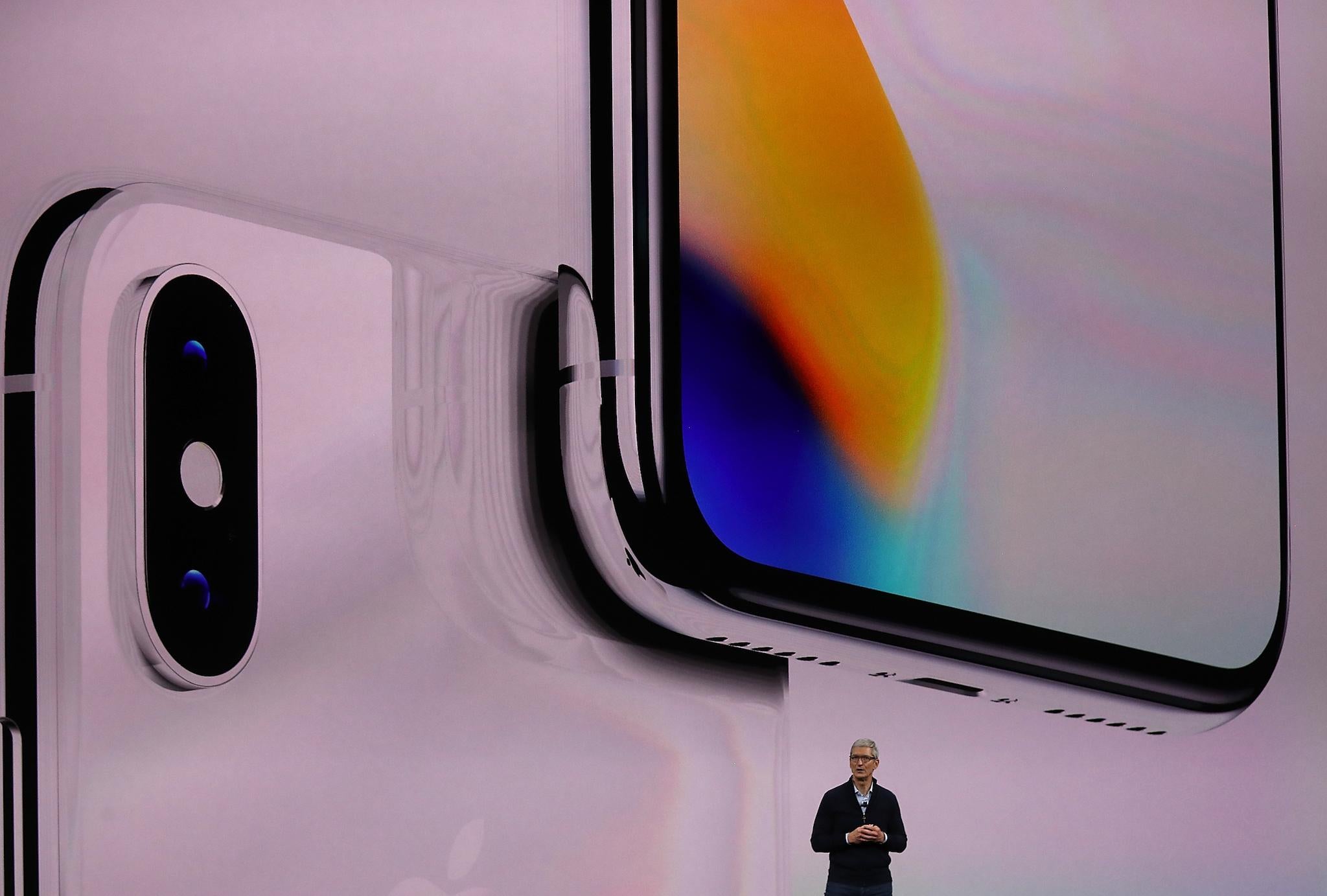 Apple CEO Tim Cook speaks during an Apple special event at the Steve Jobs Theatre on the Apple Park campus on September 12, 2017 in Cupertino, California