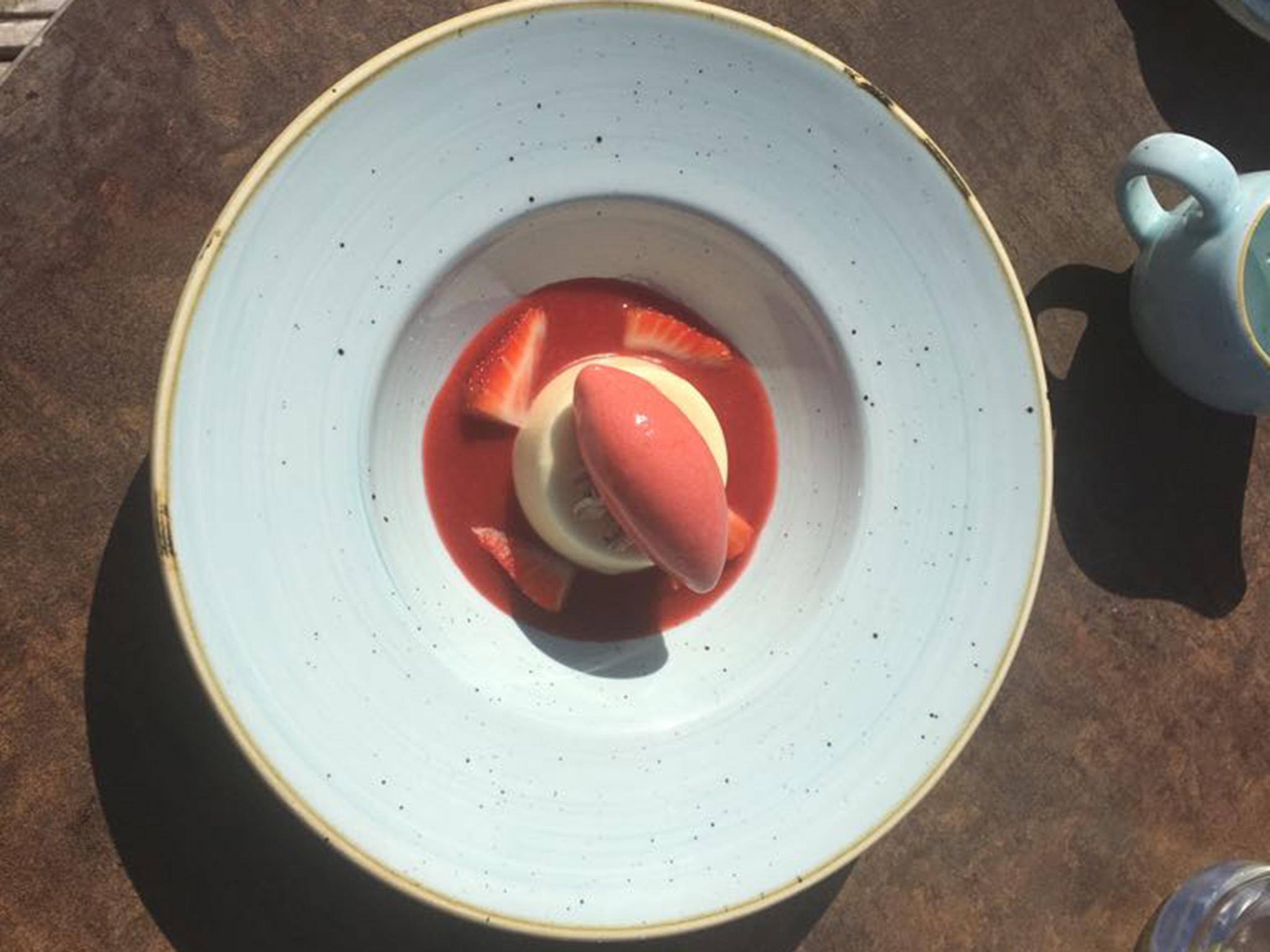 Hywel's strawberries and pannacotta