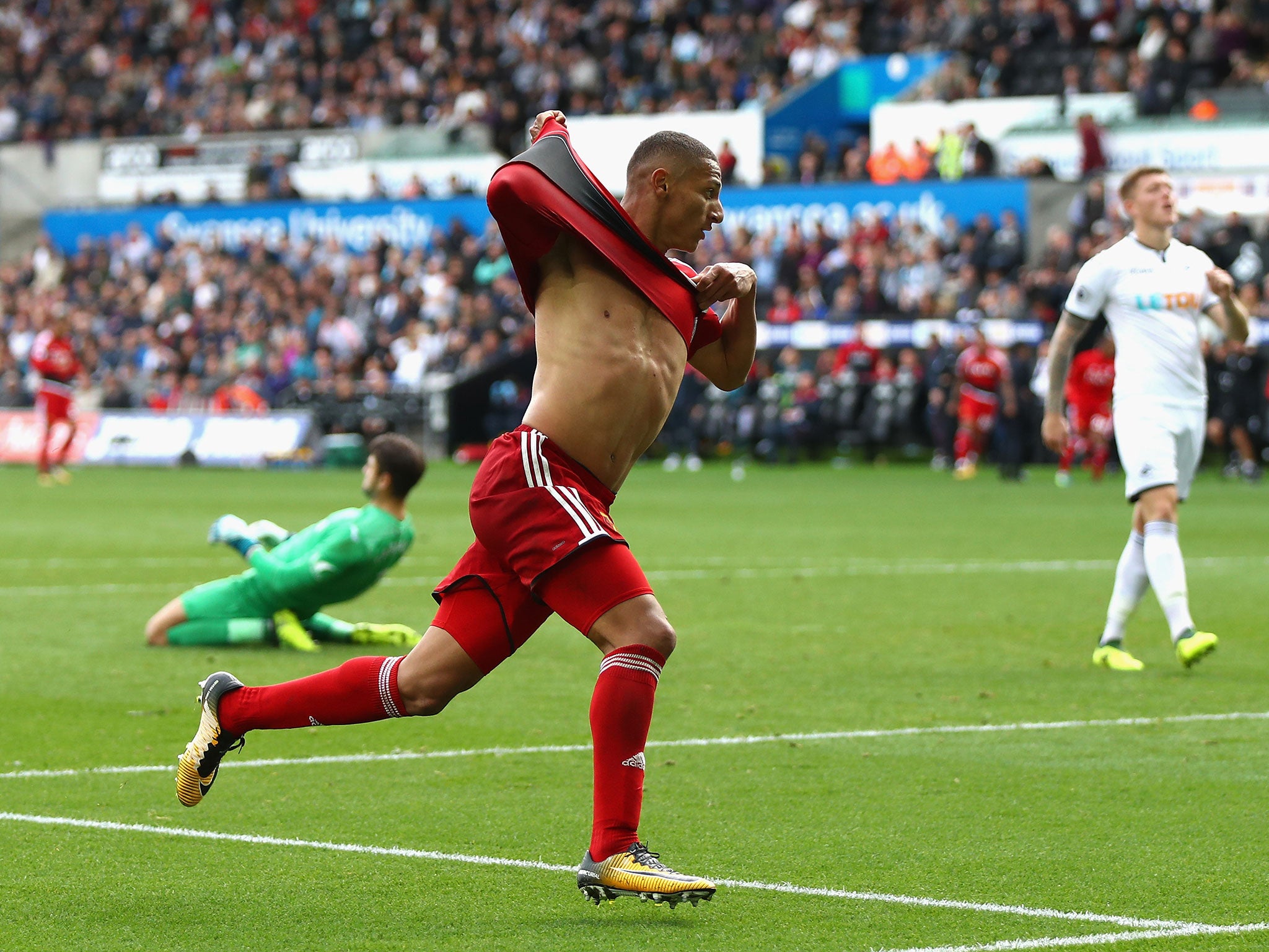 Richarlison celebrates his late winner for Watford