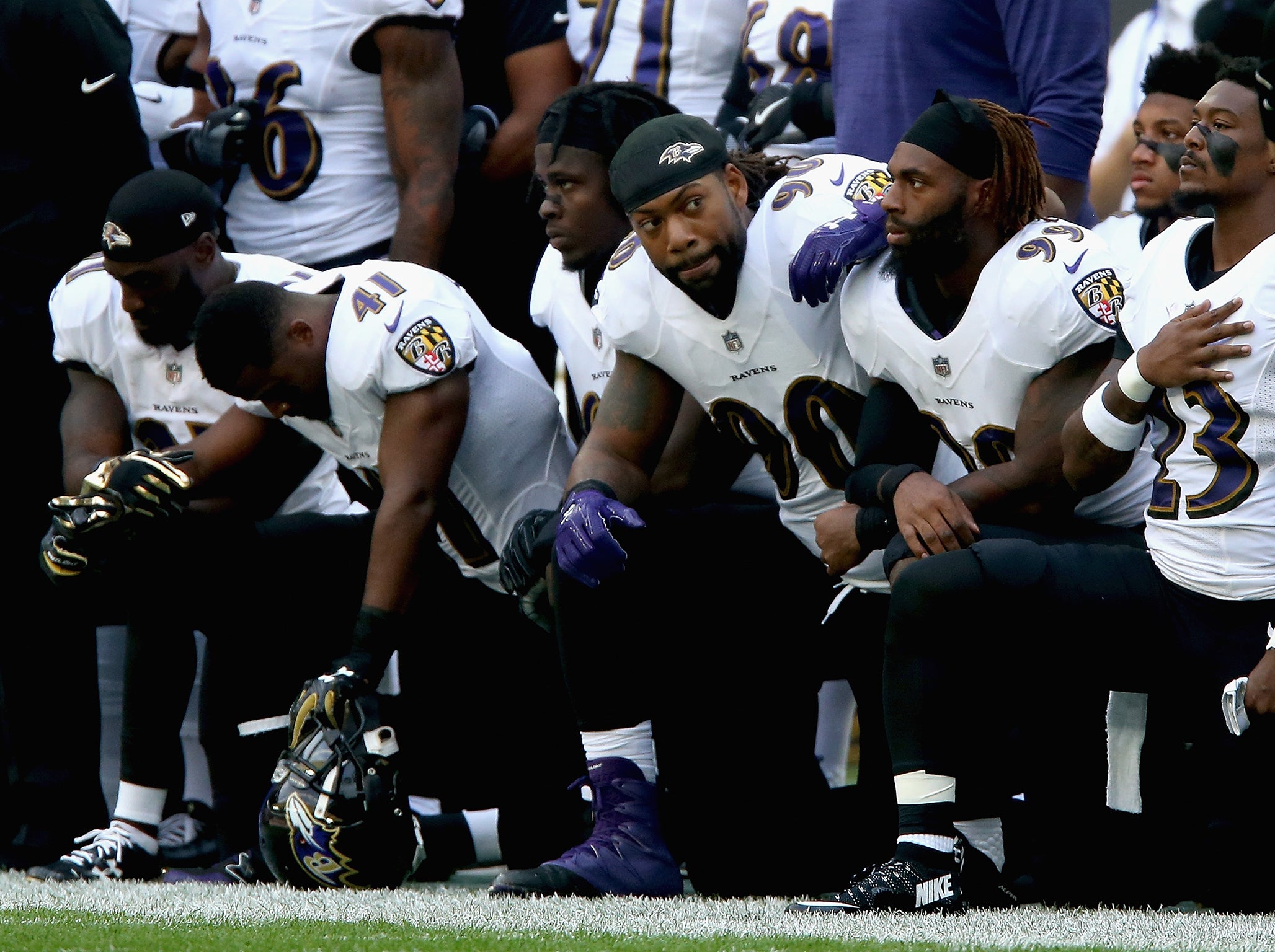 Players from both sides elected to kneel during the playing of the anthem at Wembley