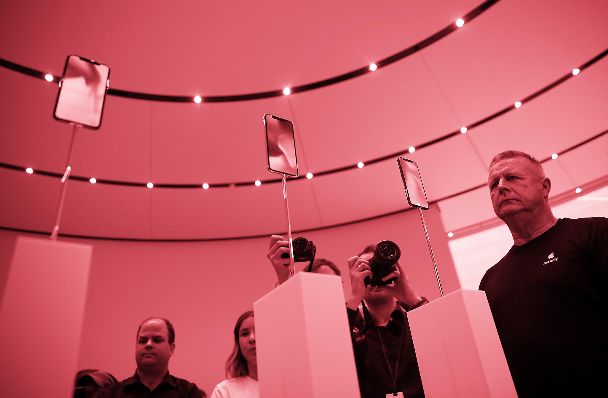 The new iPhone X is displayed during an Apple special event at the Steve Jobs Theatre on the Apple Park campus on September 12, 2017 in Cupertino, California