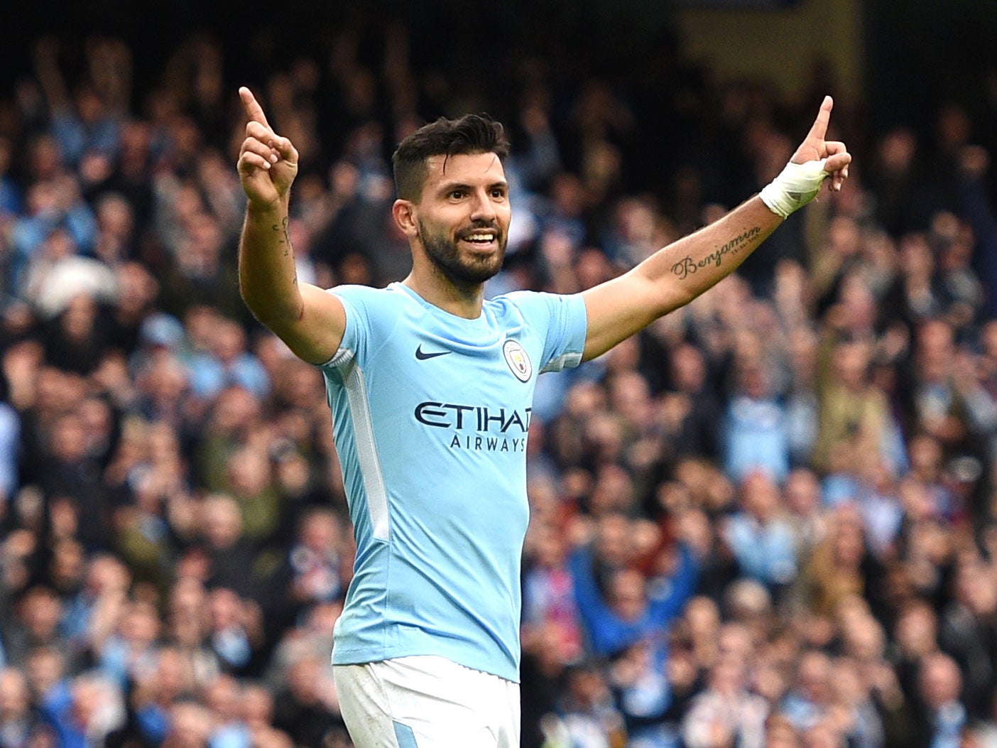 Sergio Aguero started ahead of Gabriel Jesus for Saturday's win against Crystal Palace