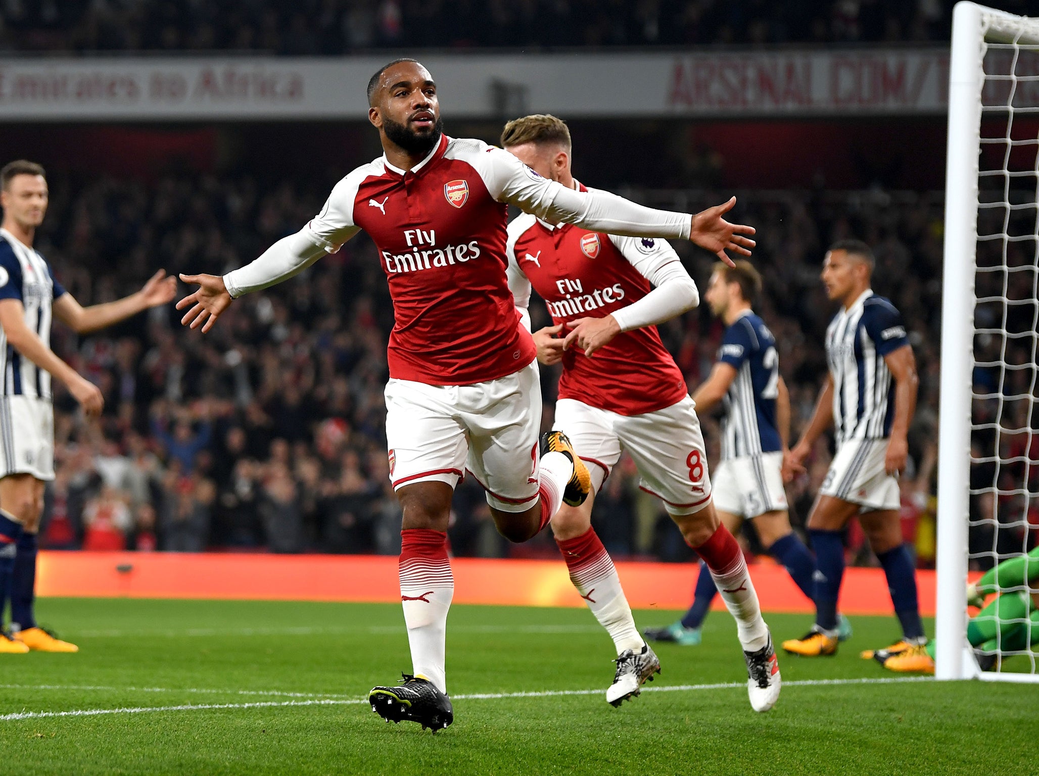 Lacazette scored twice as Arsenal beat West Brom