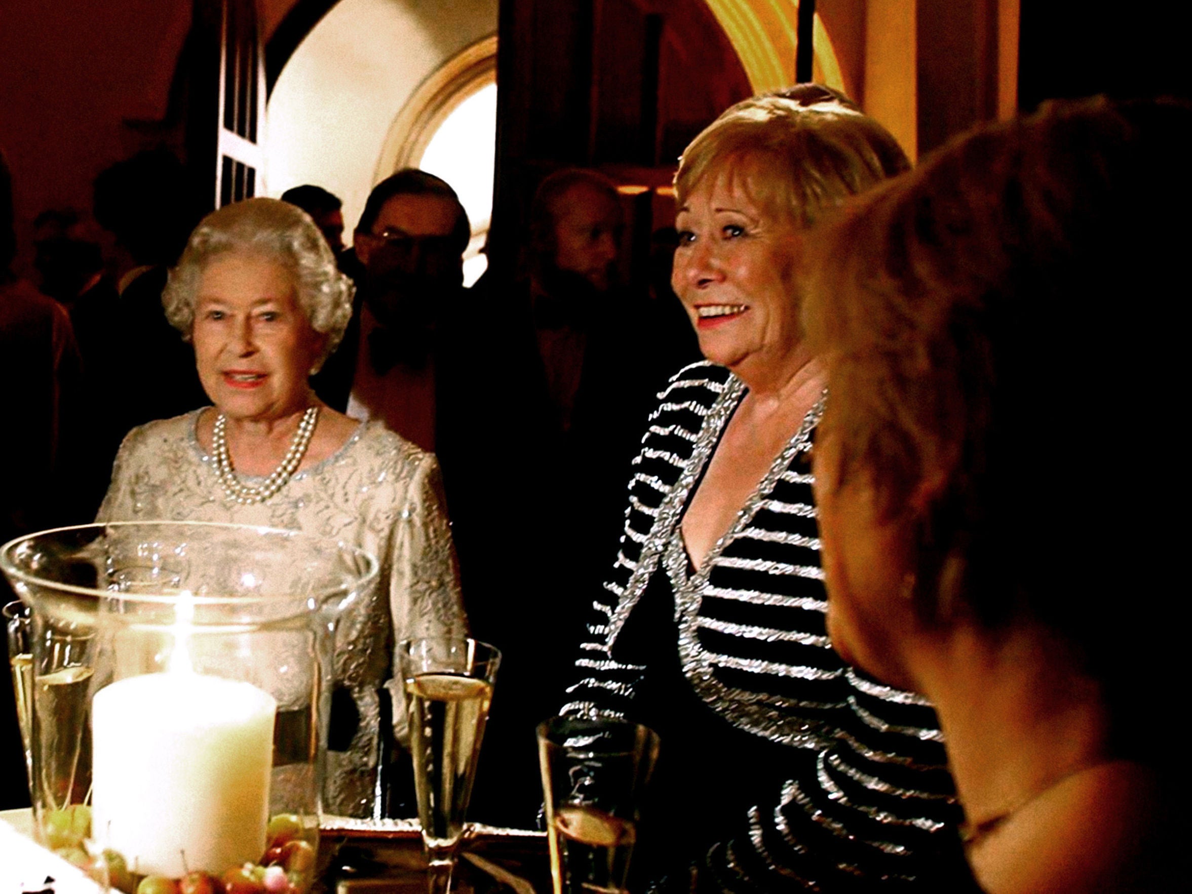 &#13;
The Queen meets Dawn at the ITV 50th Anniversary celebration in 2005 &#13;