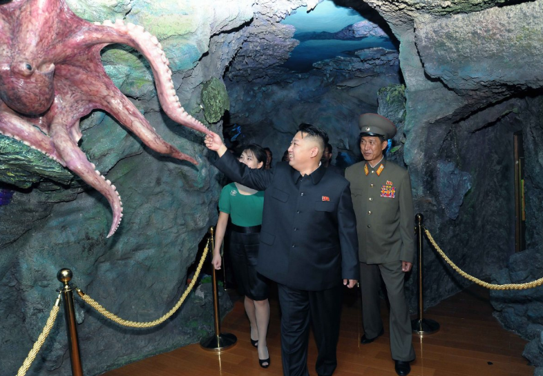 Husband and wife attend the opening ceremony of the Rungna People’s Pleasure Ground on Rungna Islet along the Taedong River (Reuters)