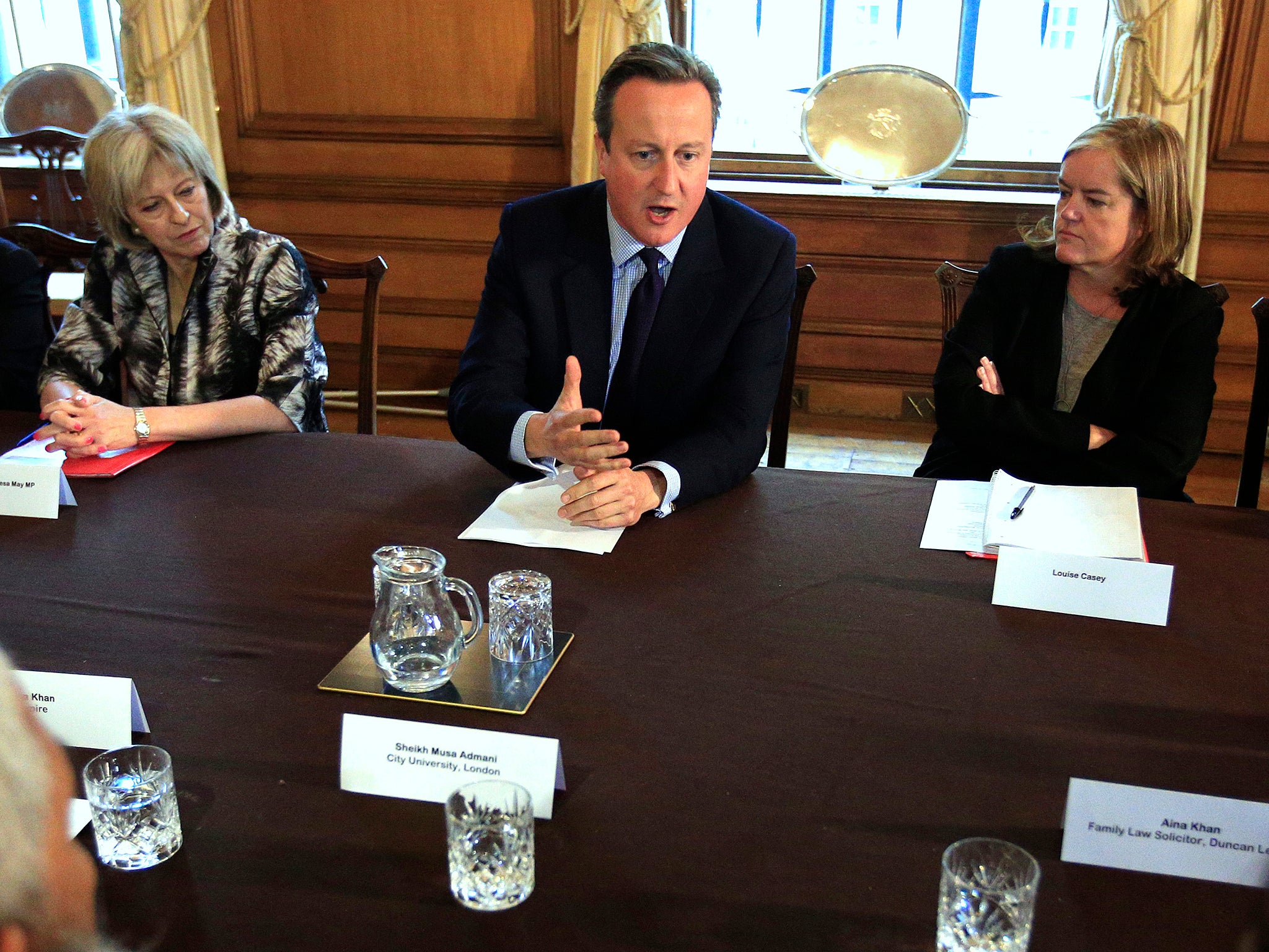 &#13;
Dame Louise Casey with David Cameron as Prime Minister and Theresa May as Home Secretary &#13;