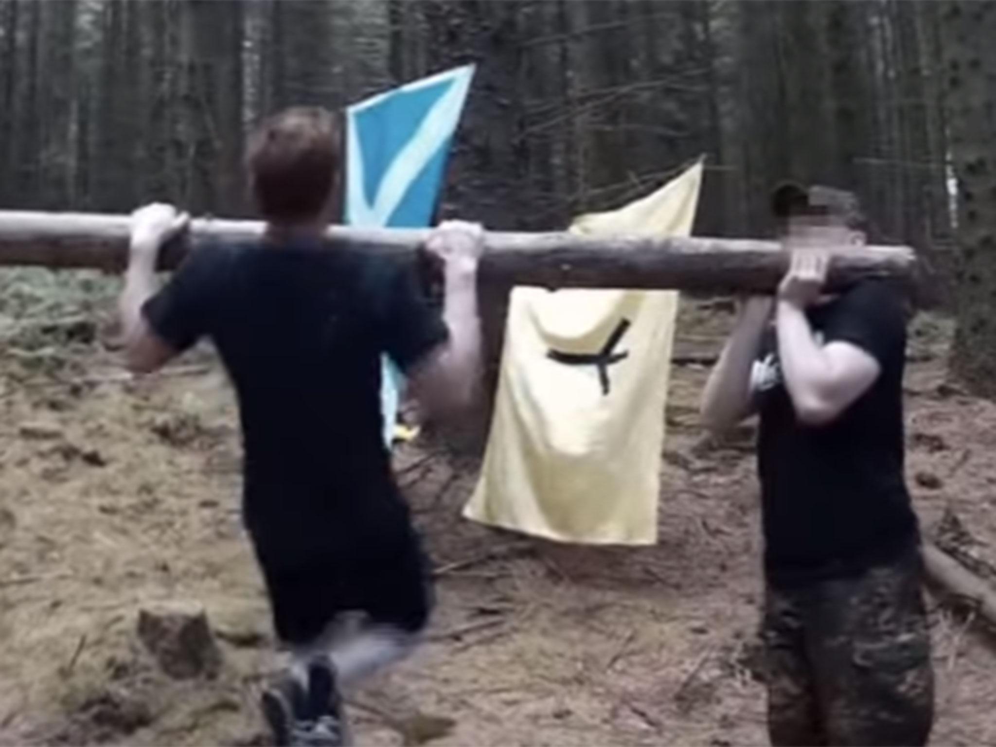 Members of terror group Scottish Dawn undergoing combat training, shown in a video called Braveheart Fight Club uploaded in September 2017