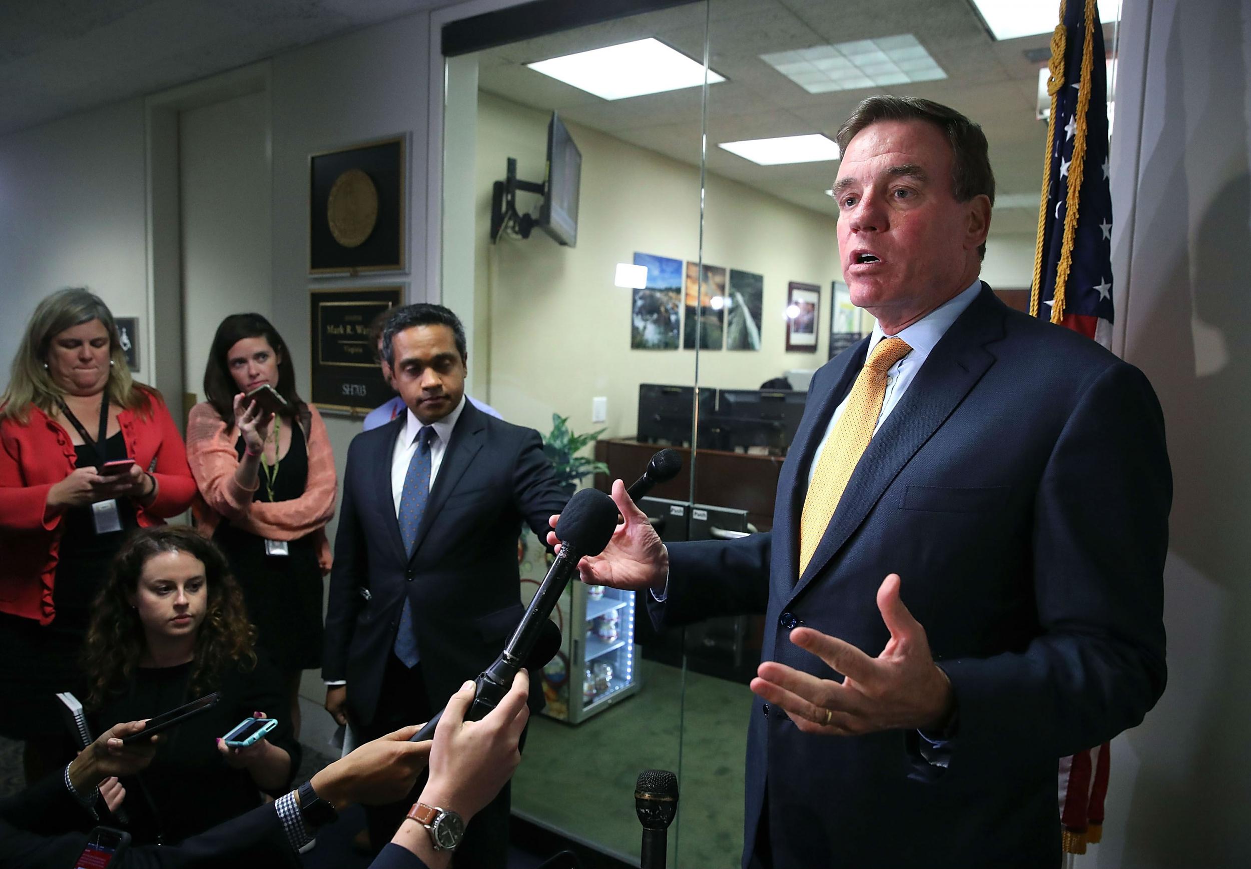 Senator Mark Warner of Virginia upbraided Twitter’s briefing on Russian election interference in a press conference in Washington, DC last week