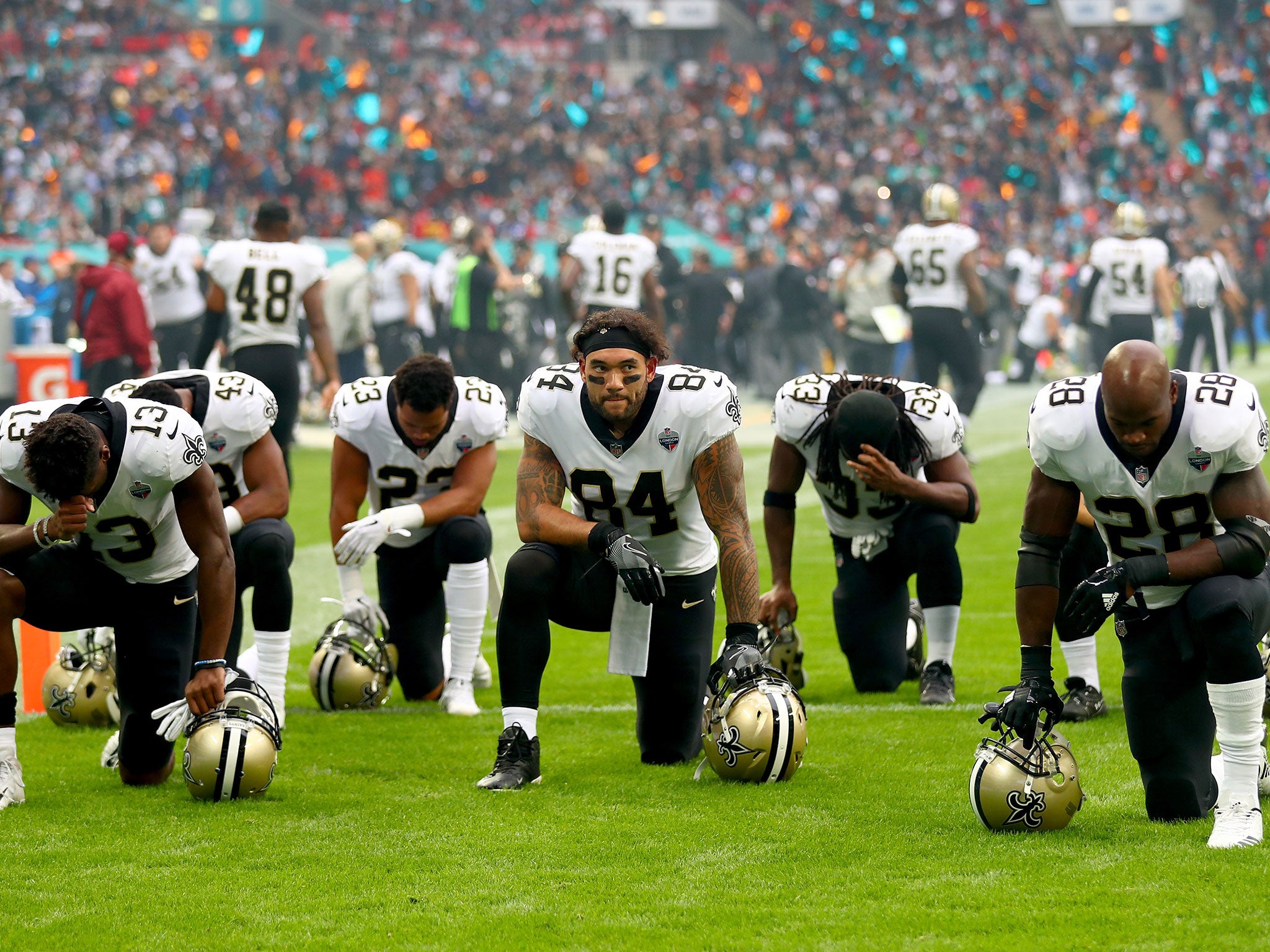 There were more kneeling protests at Wembley