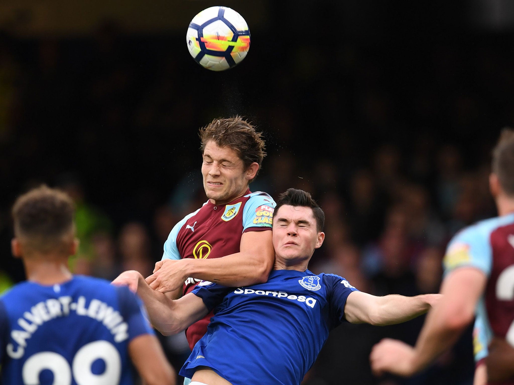 Michael Keane in action against his former club