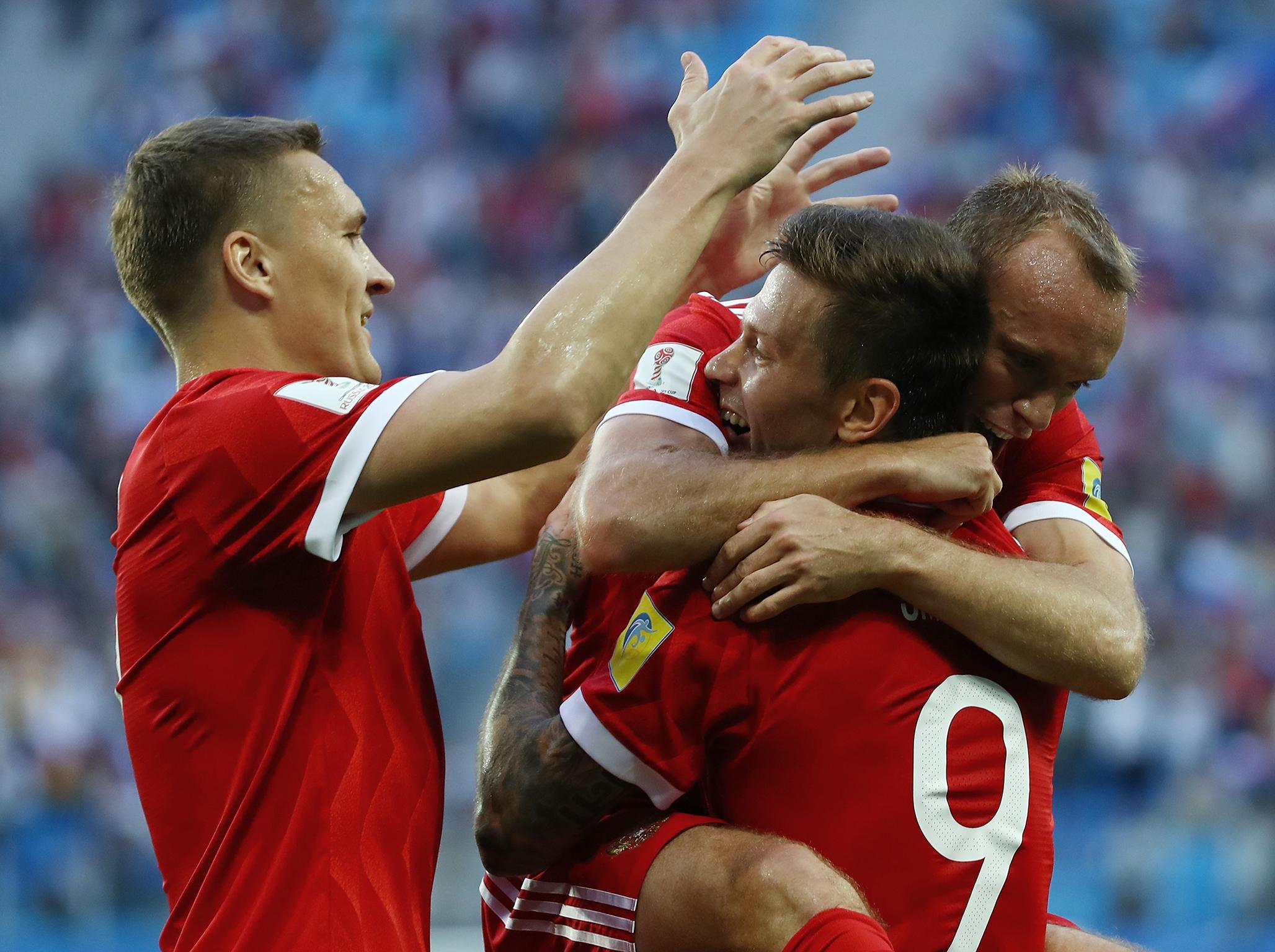 <b>Coach:</b>Stanislav Cherchesov<br/>
<b>Star player:</b>Fyodor Smolov<br/>
<b>World Cup best:</b>First round 1994, 2002, 2014 (Soviet Union finished fourth in 1966)<br/>
Russia qualified automatically as hosts and will be desperate to improve their poor recent record at major tournaments. They have not won a match since Euro 2012 and, since the break up of the Soviet Union, have not progressed from the World Cup group stage.