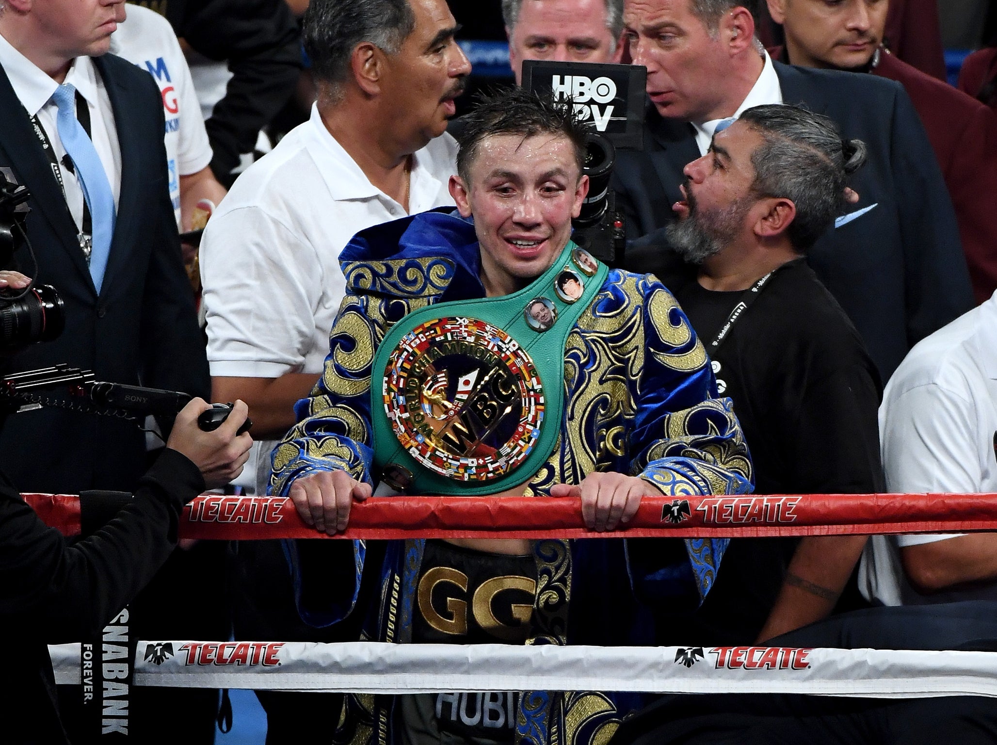 Golovkin wearing his WBC middleweight belt