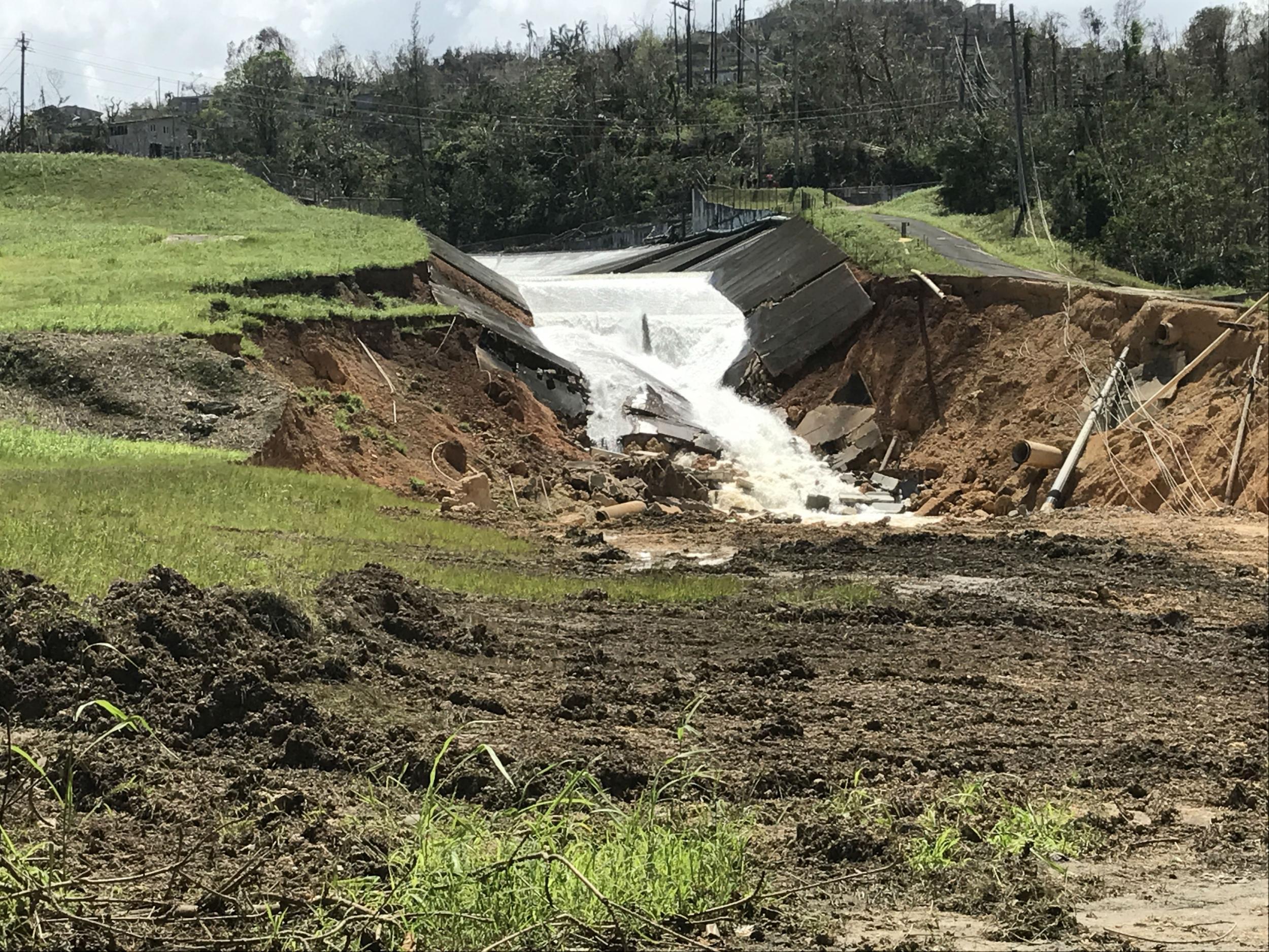 The badly damaged spillway that threatens integrity of the nearby dam