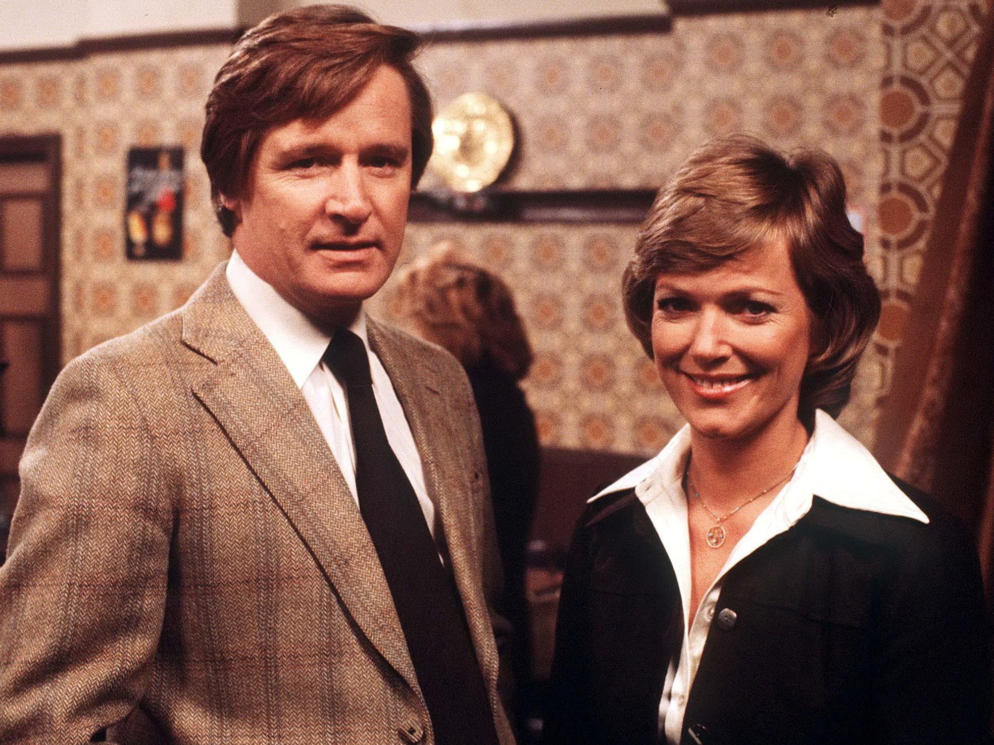 Farmer with William Roache (aka Ken Barlow) during her stint in ‘Coronation Street’