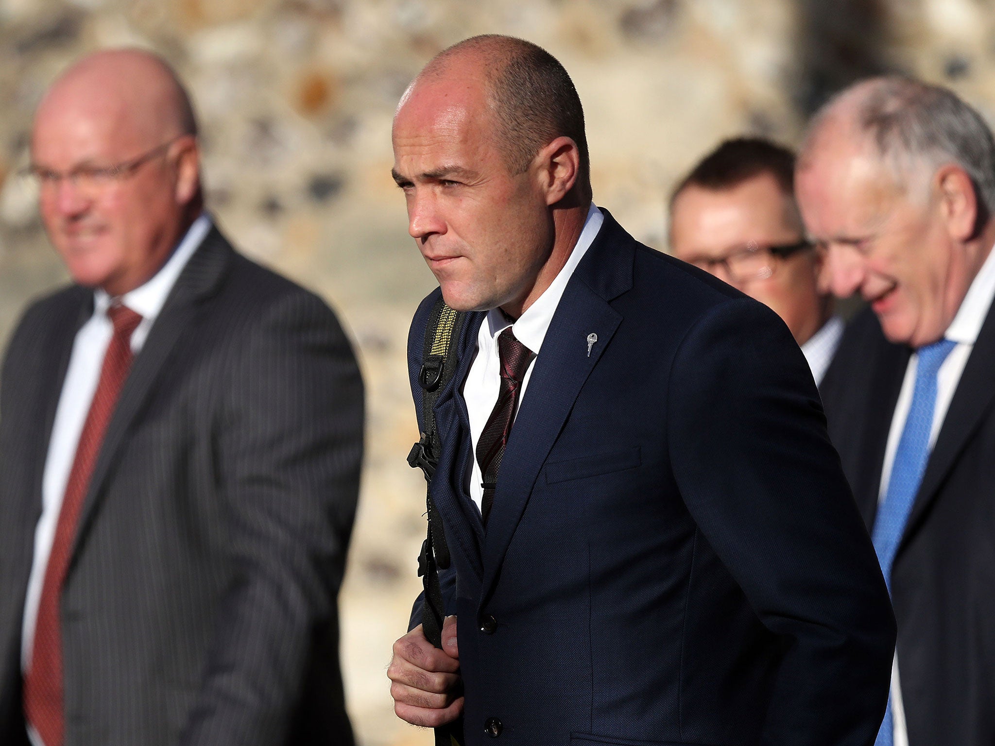 Army sergeant Emile Cilliers arrives at Winchester Crown Court, where he is on trial for attempted murder