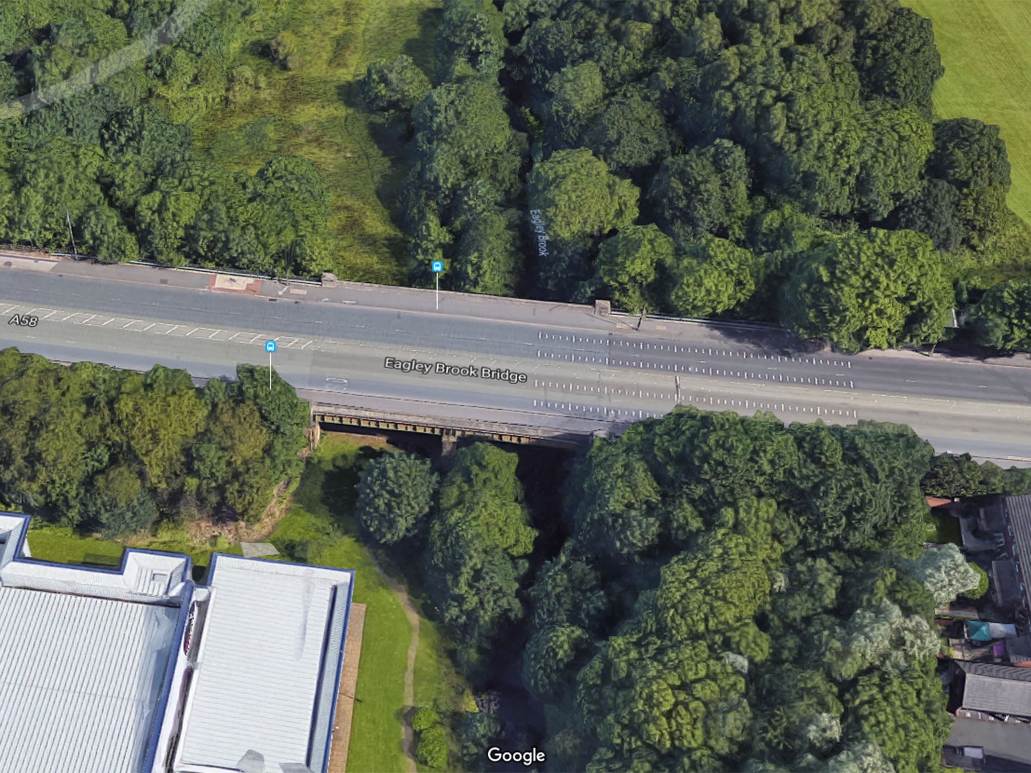 Eagley Brook Bridge in Bolton, where the incident took place