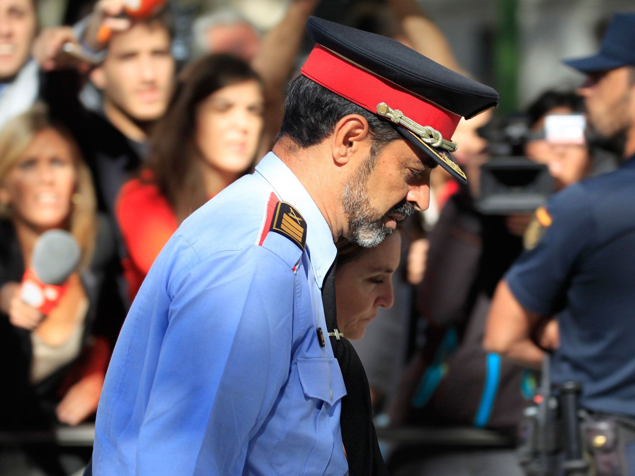 Mossos d'Esquadra chief Josep Lluis Trapero leaves the Audiencia Nacional Court in Madrid