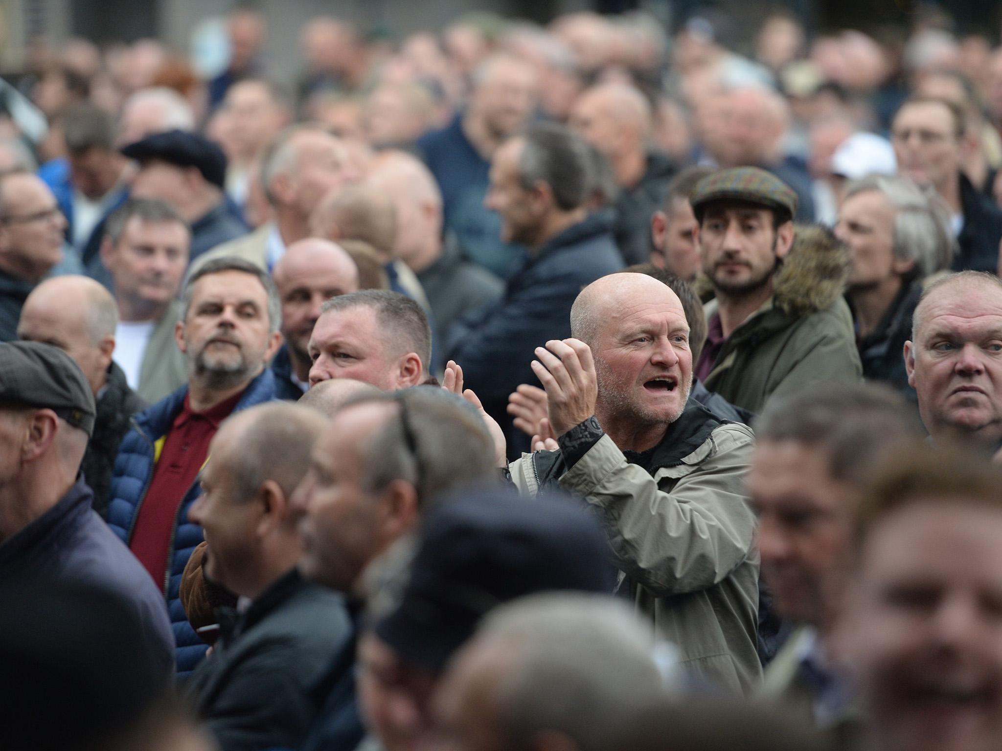 Members of the anti-extremist group Football Lads Alliance (FLA) and football fanbases from across the country gathered on London's Park Lane in demonstration against extremism, closing the five-lane carriageway to its usual throng of vehicles