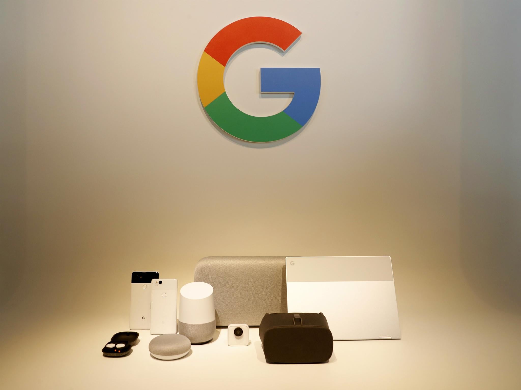 Google hardware products are displayed during a launch event in San Francisco, California, U.S. October 4, 2017