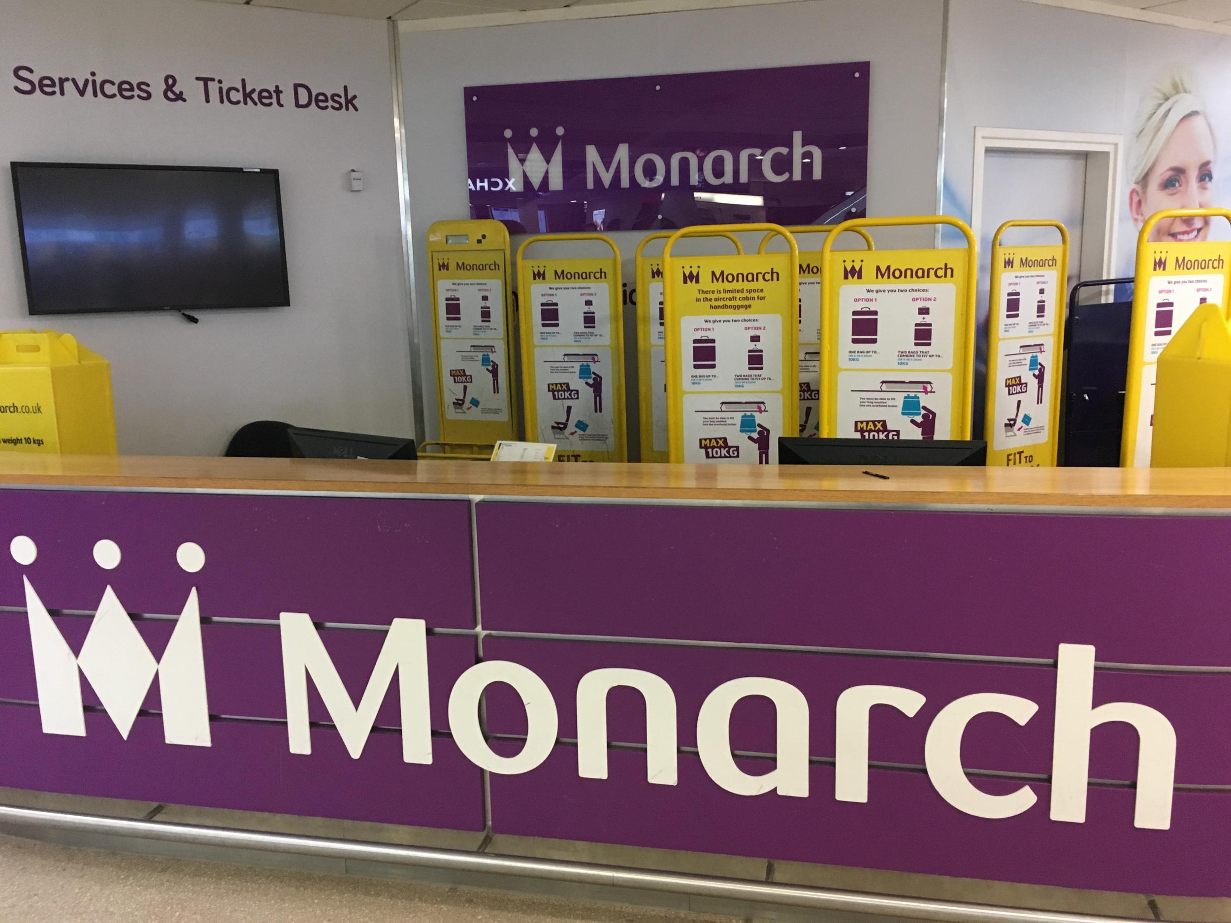 Bygone age: Monarch Airlines desk at Birmingham airport