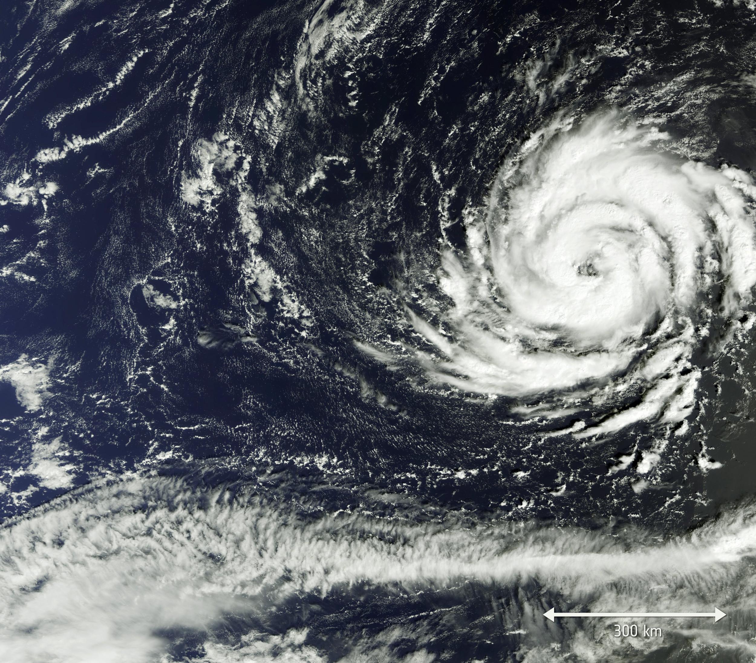 An aerial photograph of Hurricane Ophelia taken on 11 October