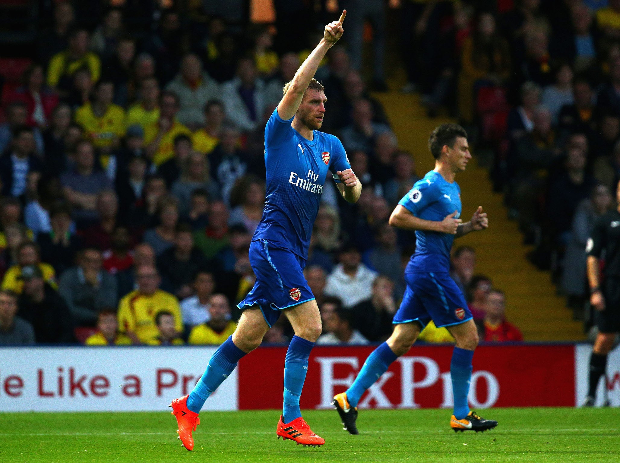 Mertesacker scored the first goal of the game